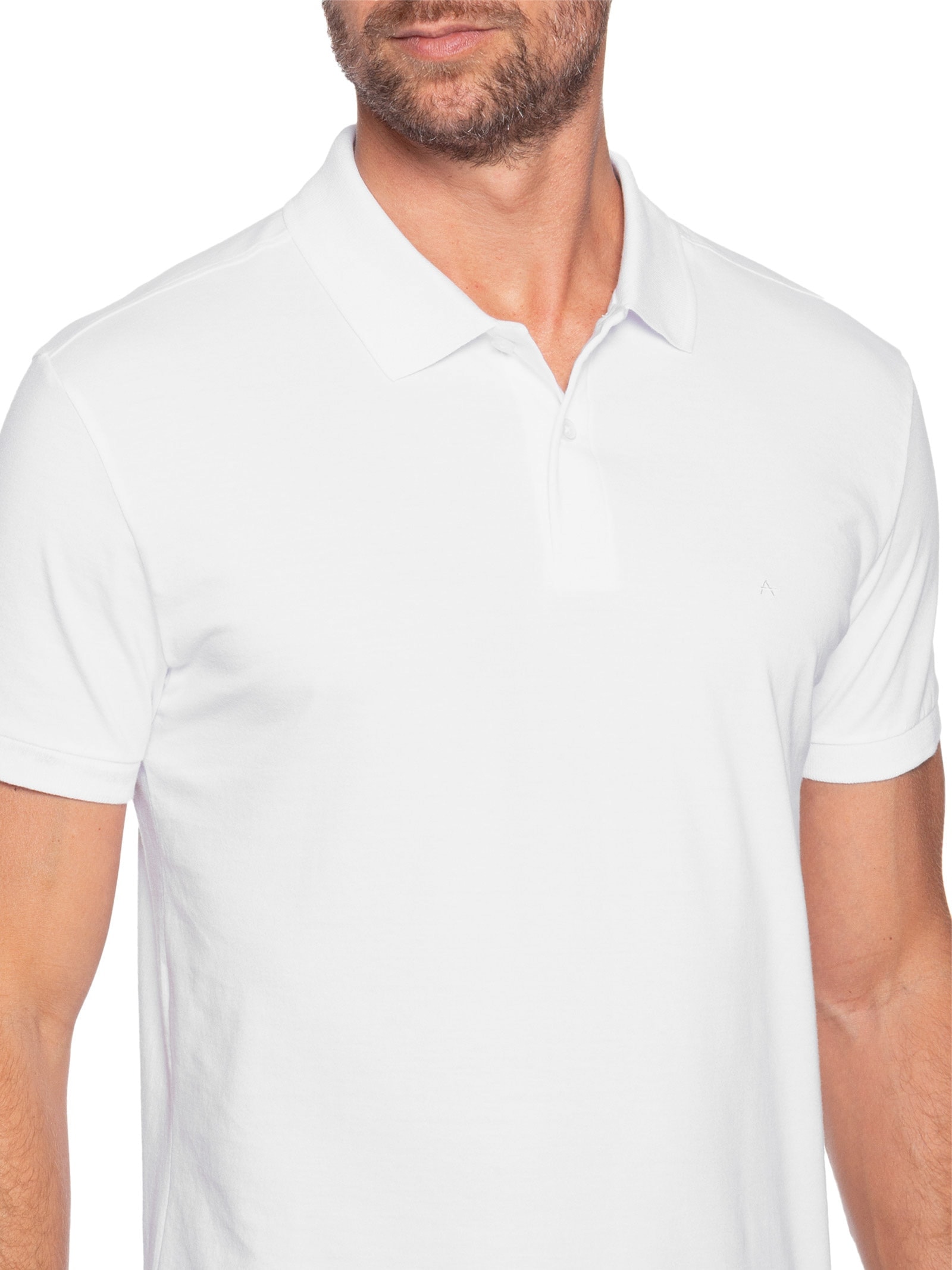 Polo Masculina Básica Regular Fit Em Meia Malha Branco Aramis