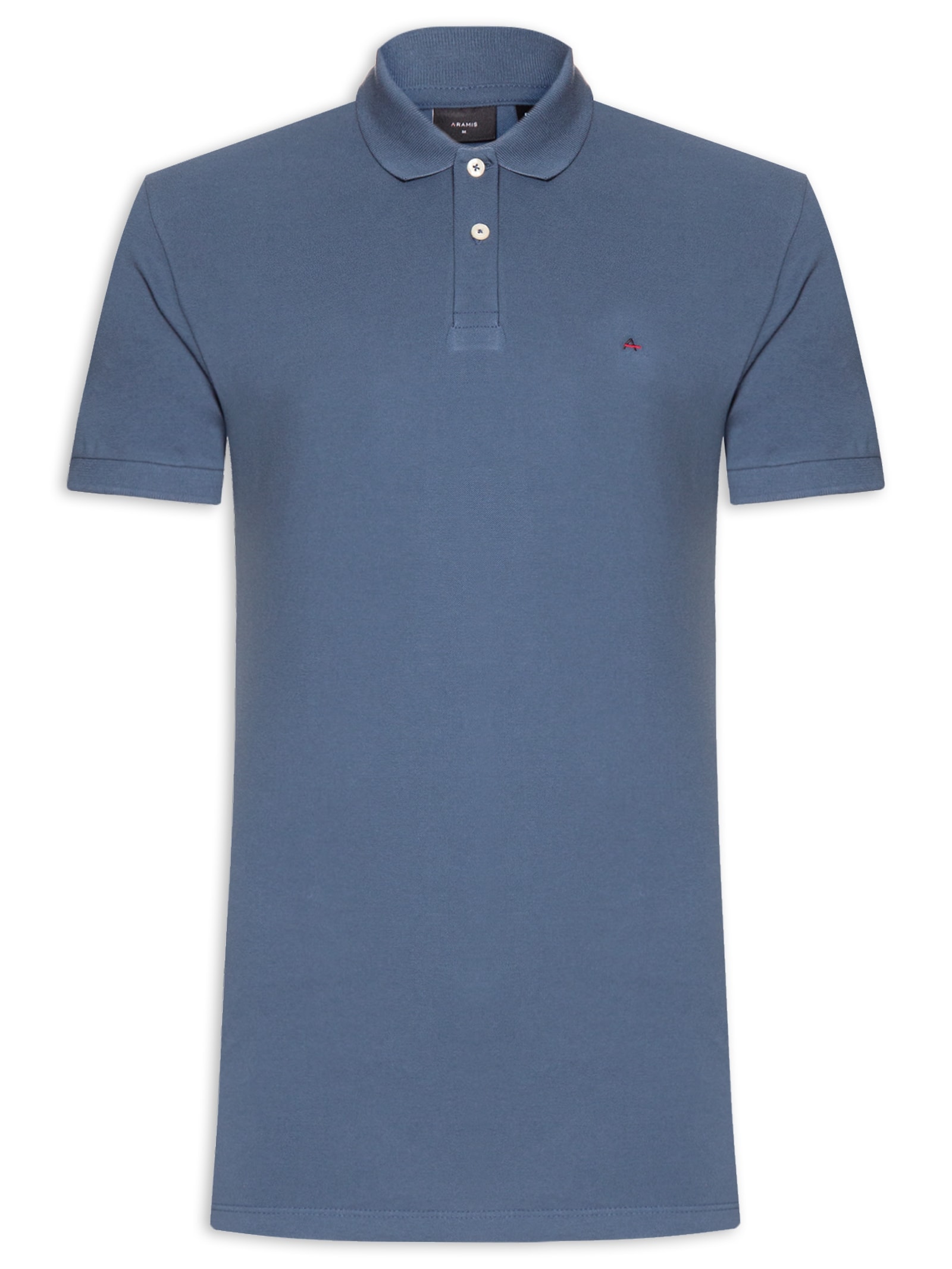 Polo Masculina Básica Regular Fit em Piquet Azul Aramis