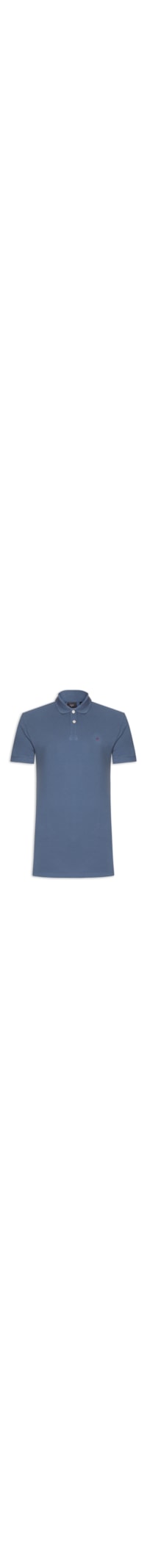 Polo Masculina Básica Regular Fit em Piquet - Azul