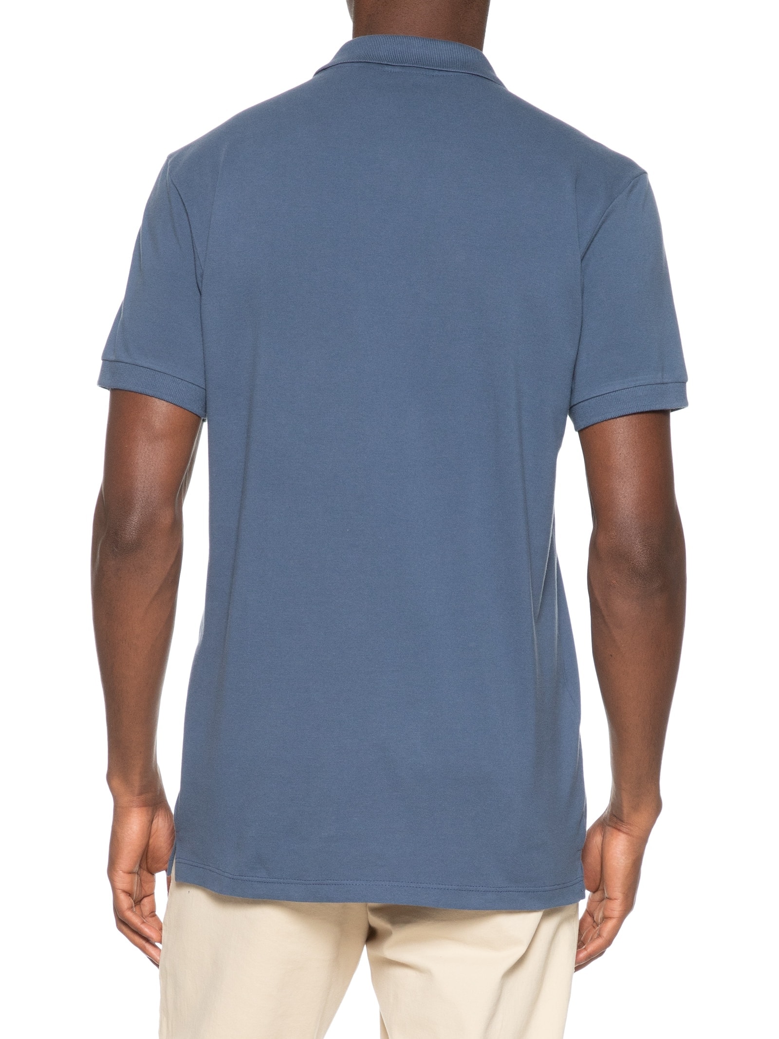 Polo Masculina Básica Regular Fit em Piquet Azul Aramis