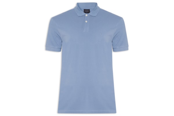 Polo Masculina Básica Regular Fit Em Piquet - Azul