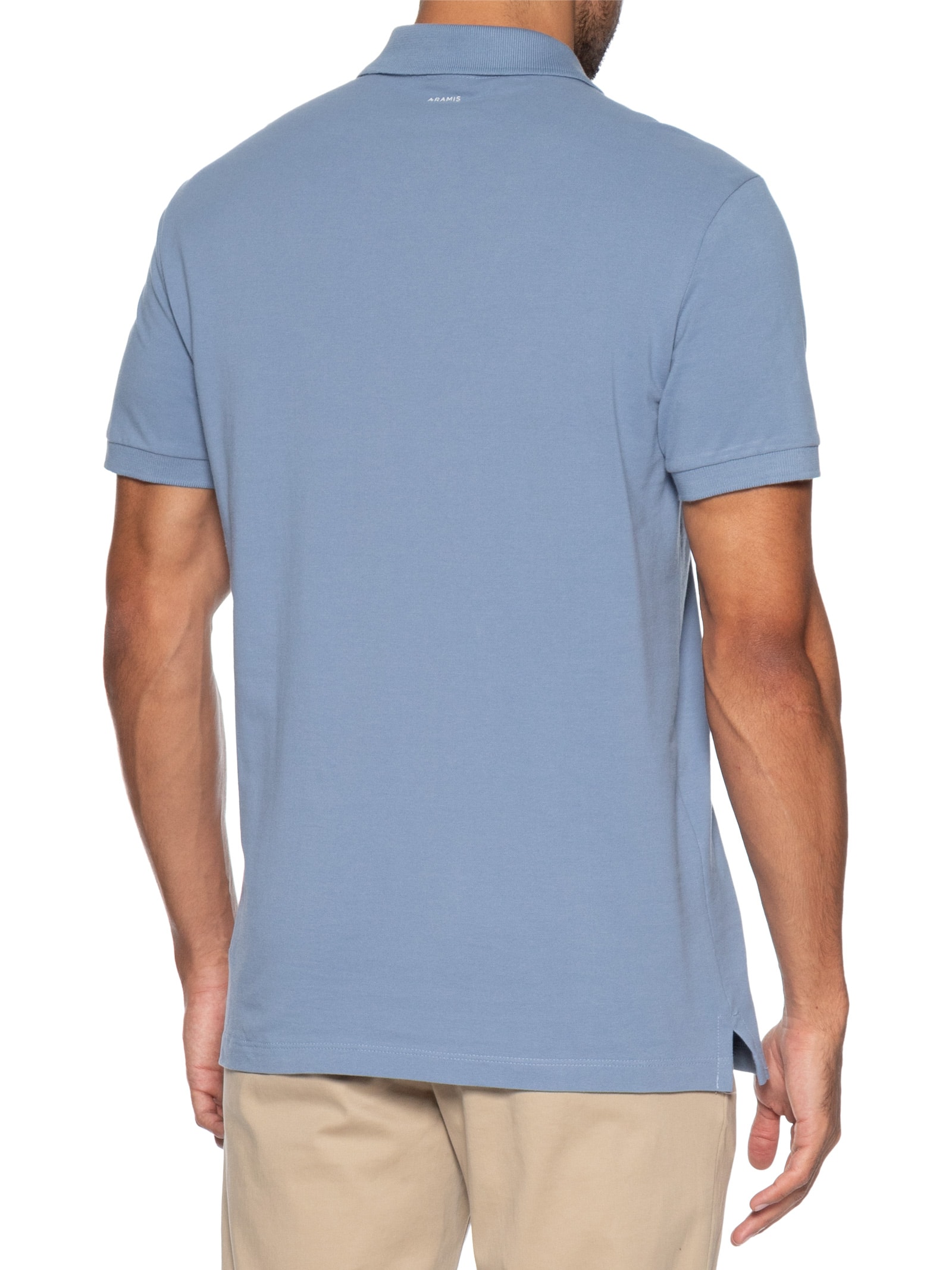 Polo Masculina Básica Regular Fit Em Piquet Azul Aramis