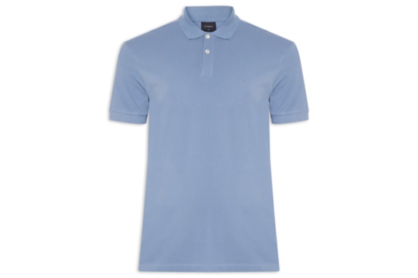 Polo Masculina Básica Regular Fit Em Piquet - Azul