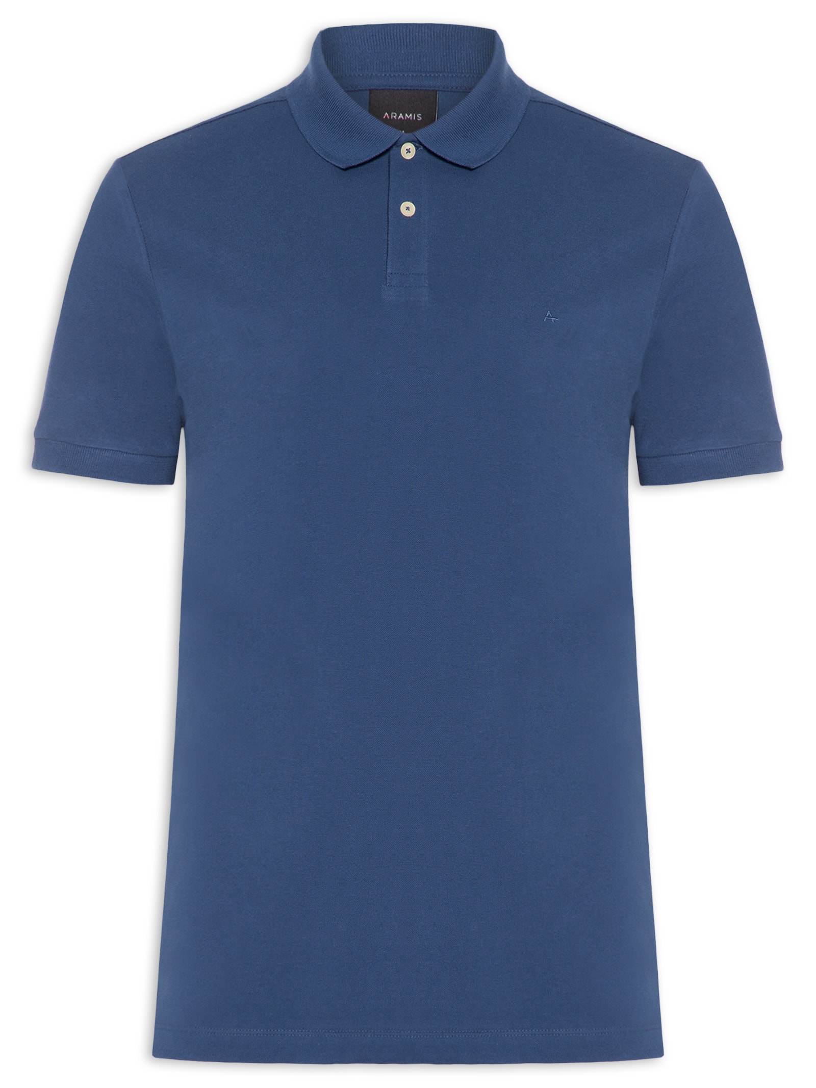 Polo Masculina Básica Regular Fit Em Piquet Azul Aramis