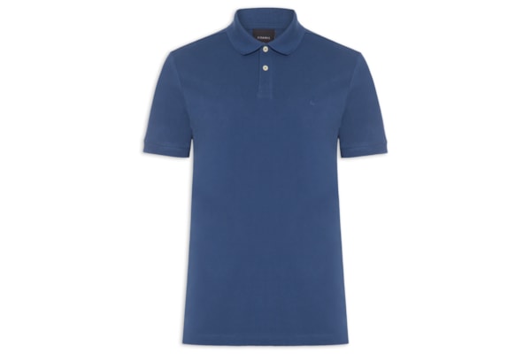 Polo Masculina Básica Regular Fit Em Piquet - Azul