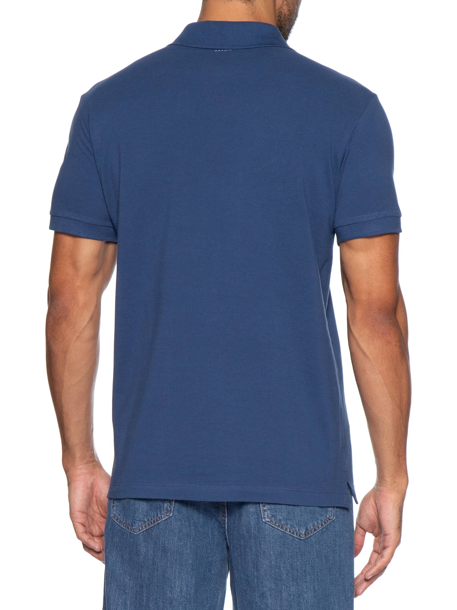 Polo Masculina Básica Regular Fit Em Piquet Azul Aramis