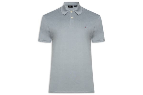 Polo Masculina Básica Regular Fit em Piquet - Cinza