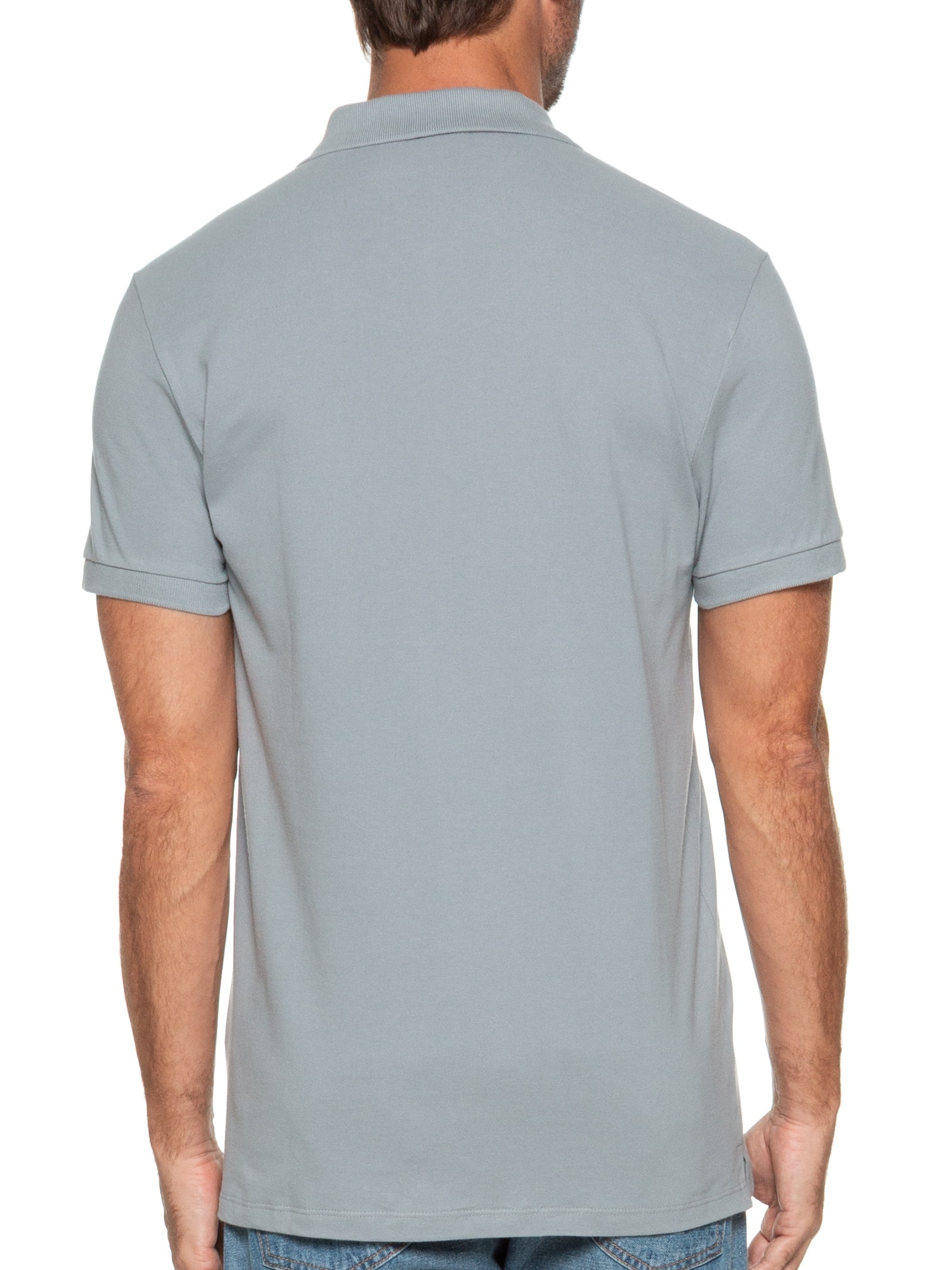 Polo Masculina Básica Regular Fit em Piquet Cinza Aramis