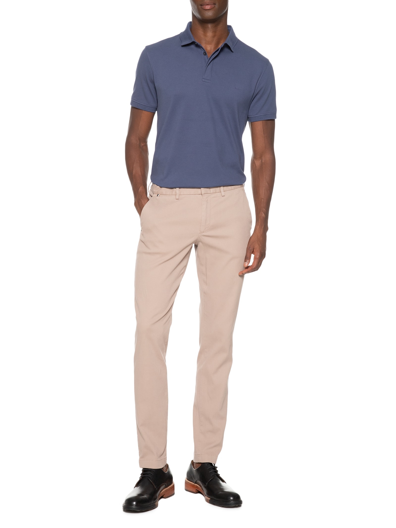 Polo Masculina Básica Regular Fit em Piquet Colorfix Azul Aramis