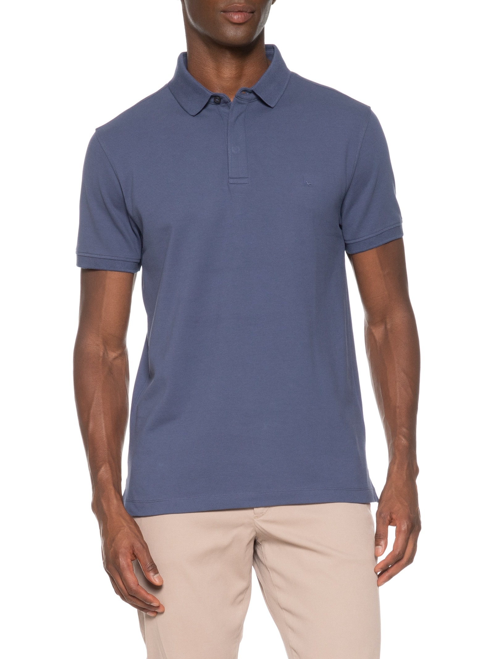 Polo Masculina Básica Regular Fit em Piquet Colorfix Azul Aramis