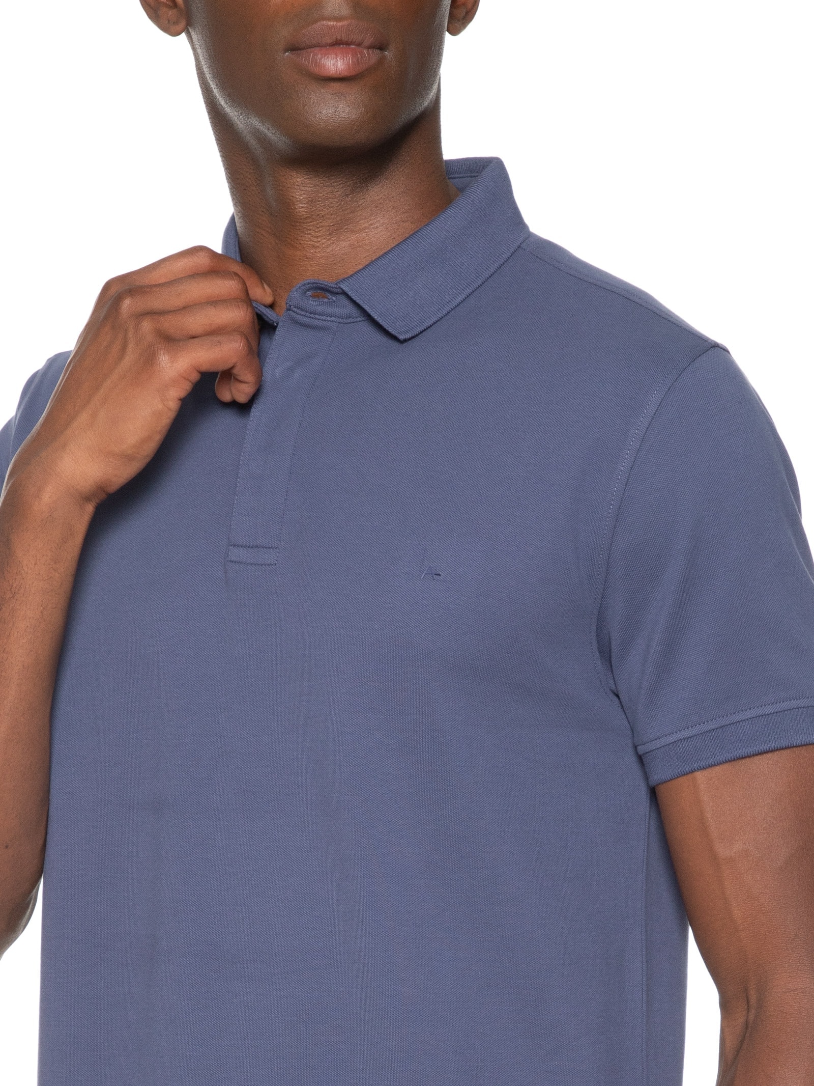 Polo Masculina Básica Regular Fit em Piquet Colorfix Azul Aramis