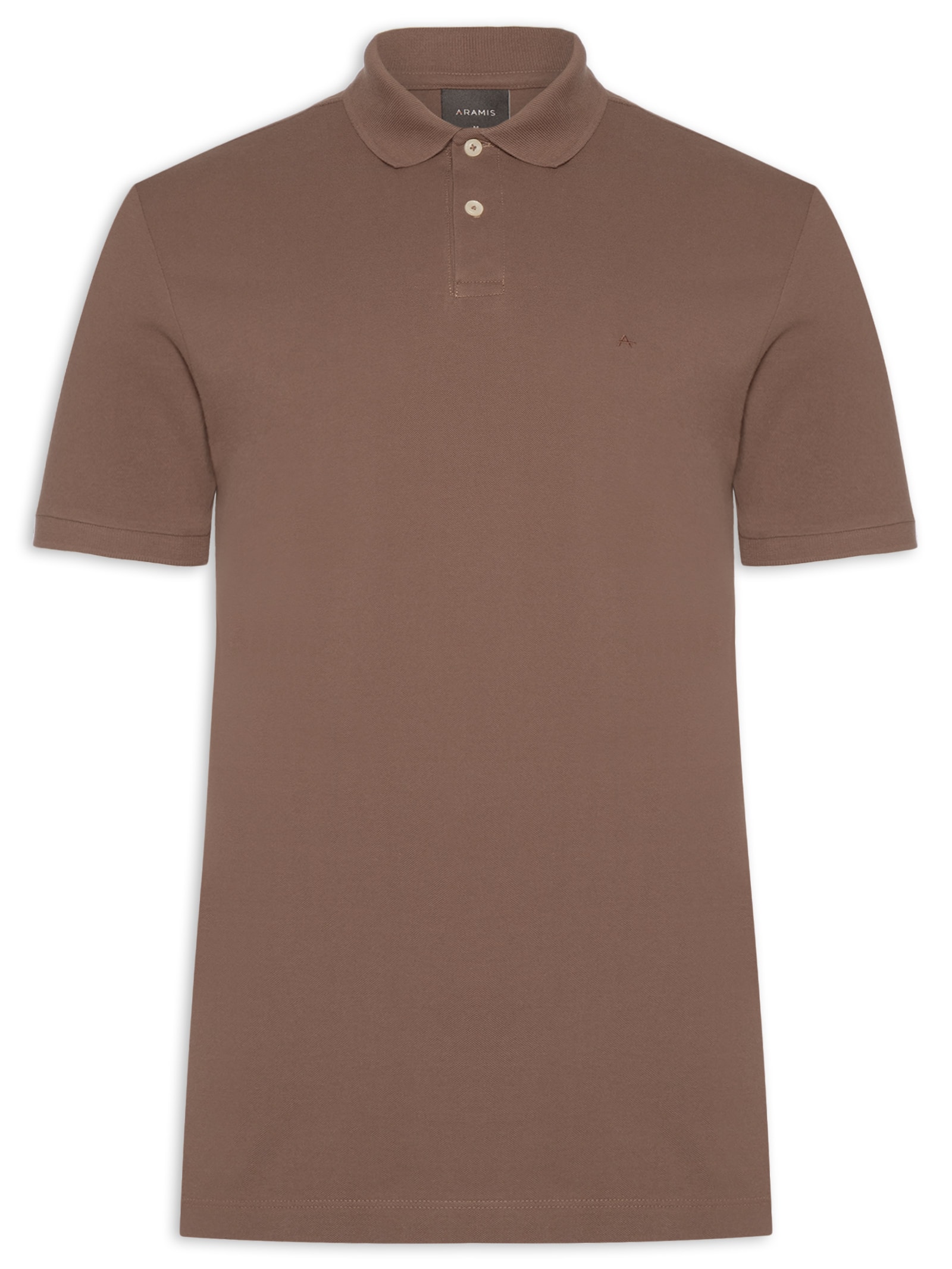 Polo Masculina Básica Regular Fit Em Piquet Marrom Aramis