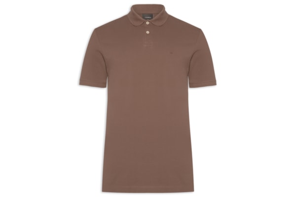 Polo Masculina Básica Regular Fit Em Piquet - Marrom