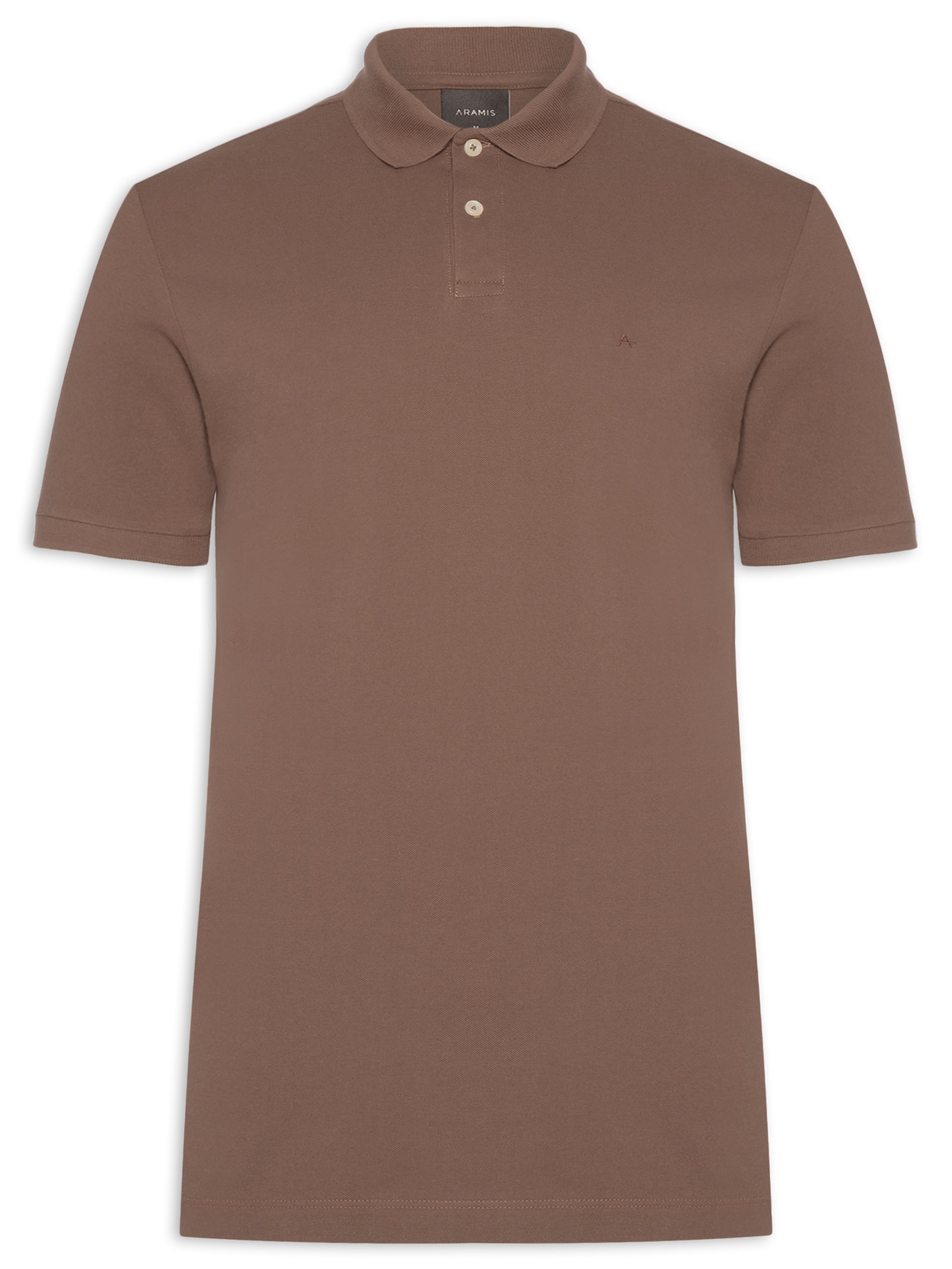 Polo Masculina Básica Regular Fit Em Piquet Marrom Aramis