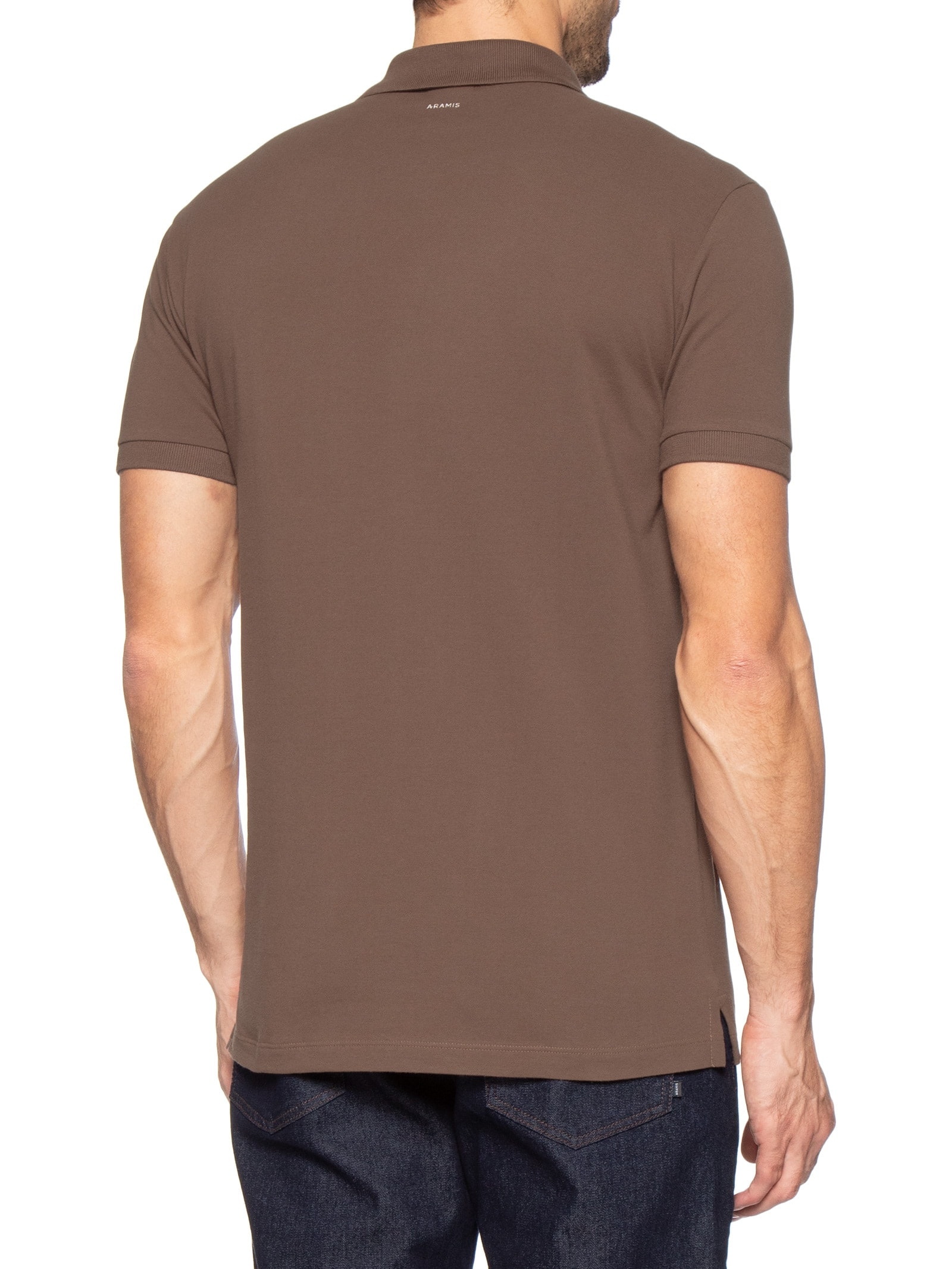 Polo Masculina Básica Regular Fit Em Piquet Marrom Aramis