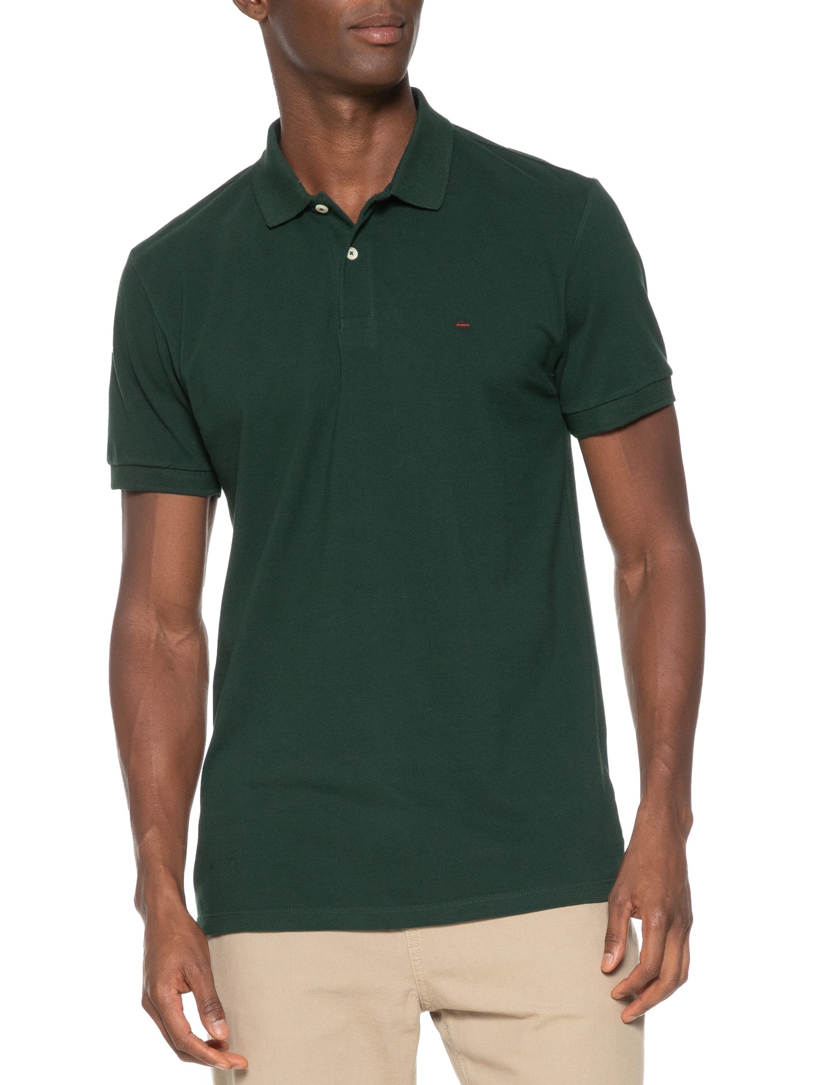 Polo Masculina Básica Regular Fit em Piquet Verde Aramis