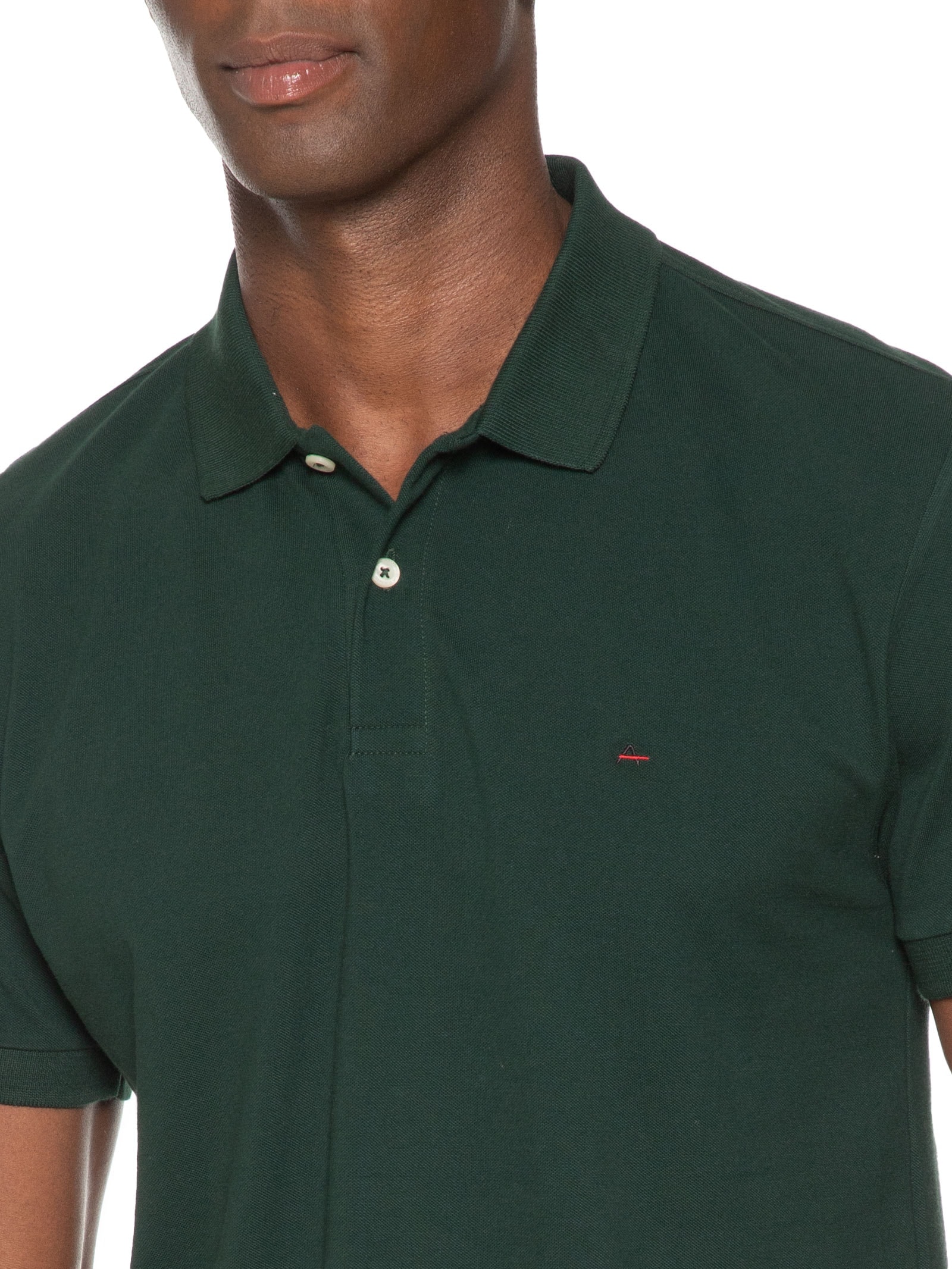 Polo Masculina Básica Regular Fit em Piquet Verde Aramis