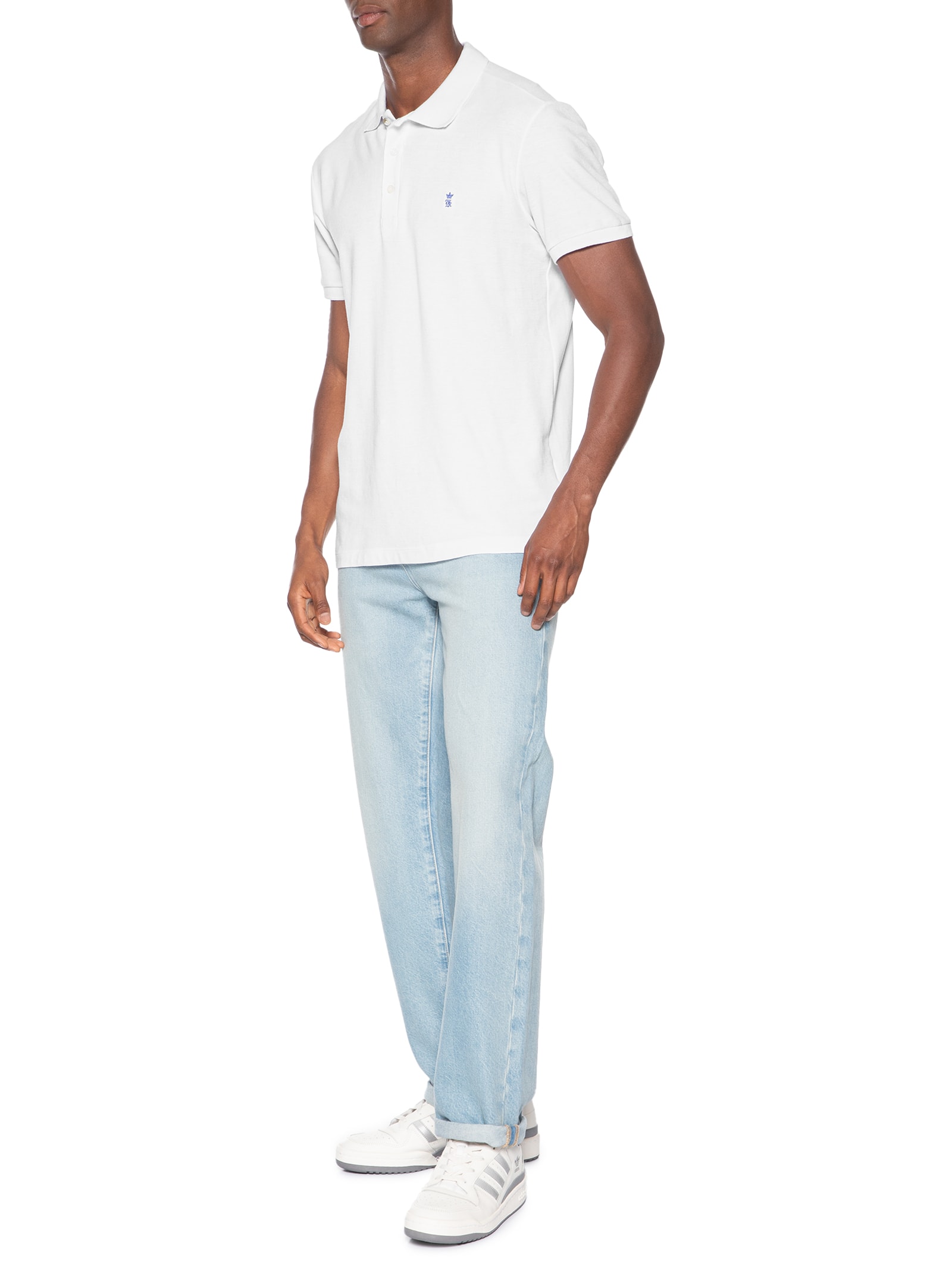 Polo Masculina Básica Regular Fit Piquet Branco Sergio K