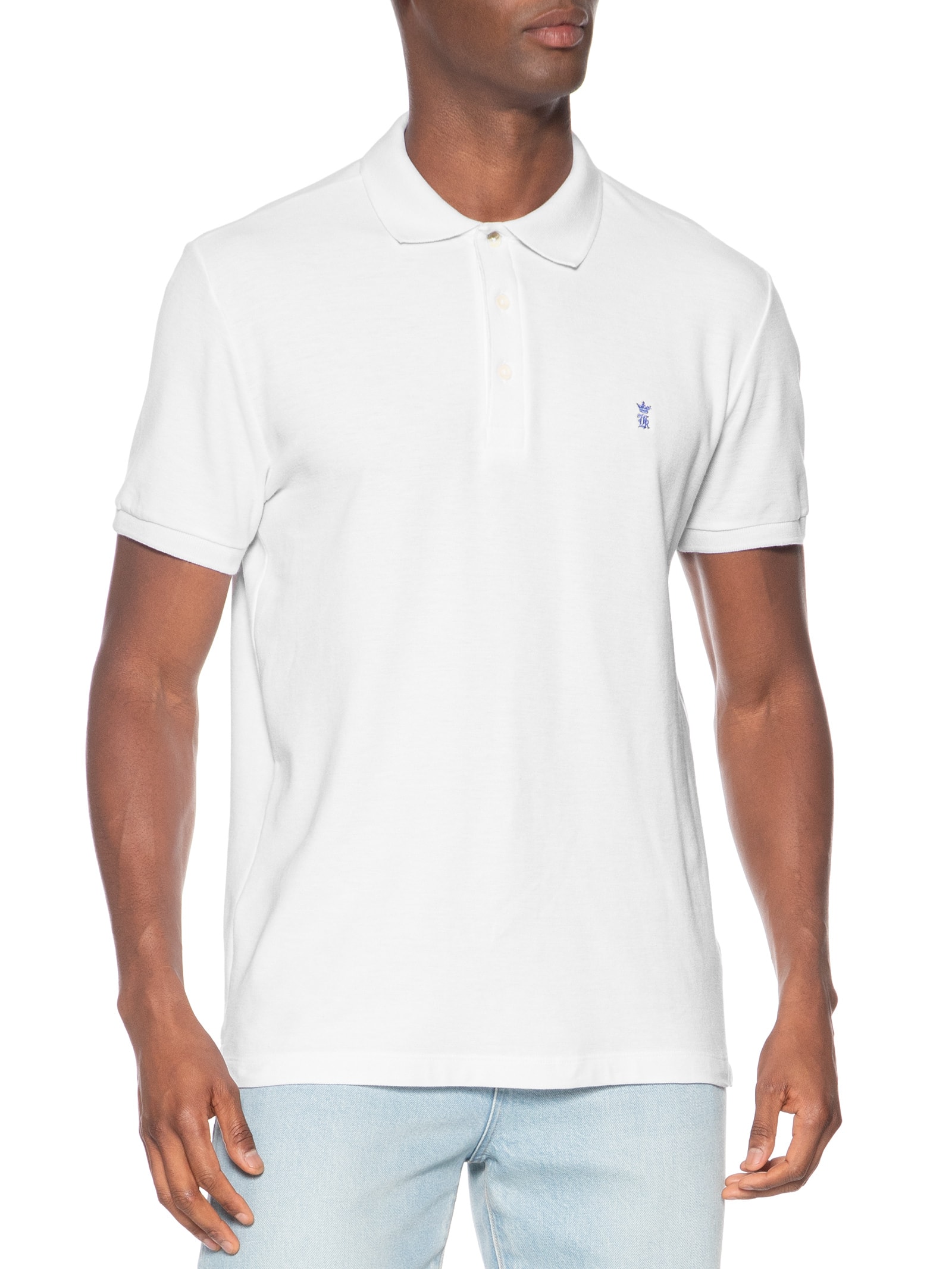 Polo Masculina Básica Regular Fit Piquet Branco Sergio K