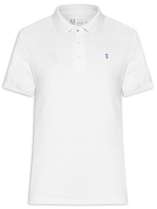 Polo Masculina Básica Regular Fit Piquet – Branco