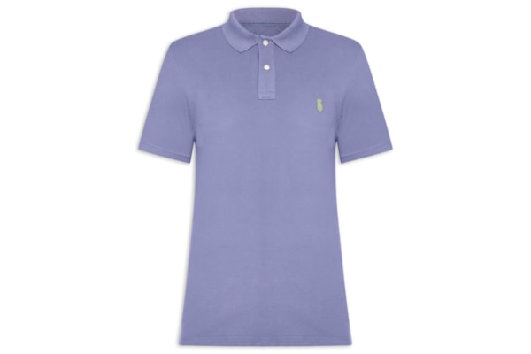 Polo Masculina Básica Summer Em Piquet De Algodão - Azul