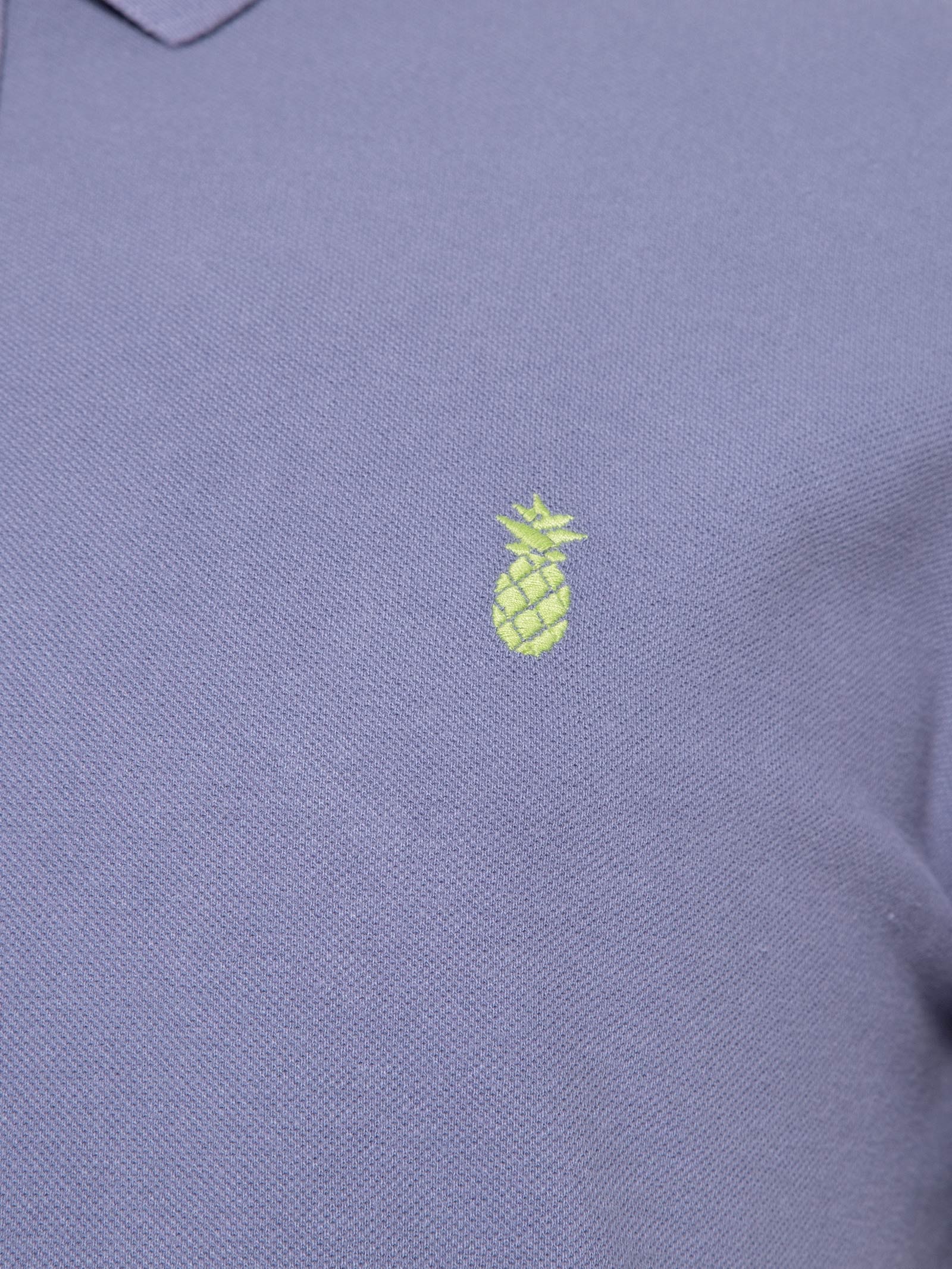 Polo Masculina Básica Summer Em Piquet De Algodão Azul Pineapple