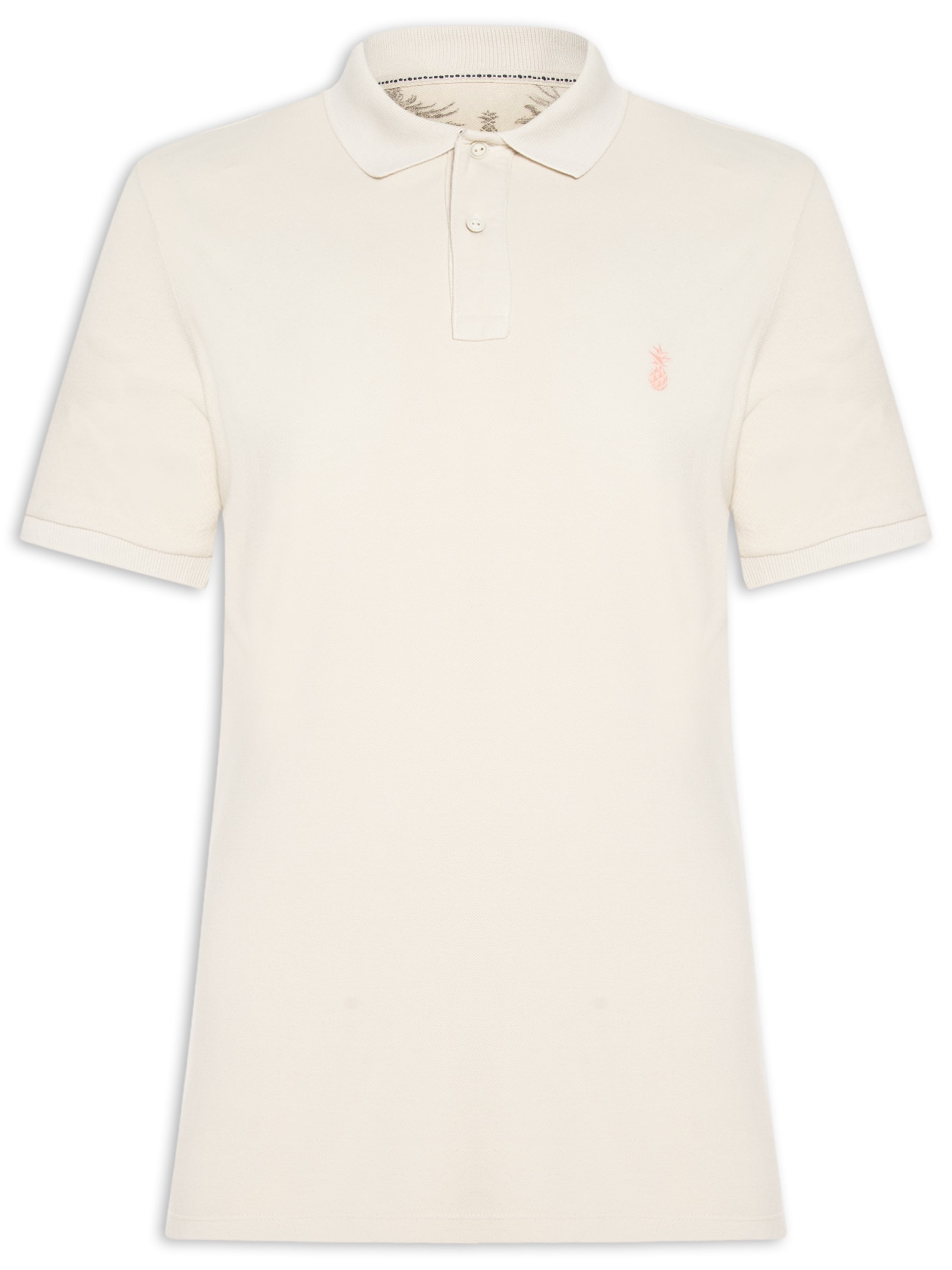 Polo Masculina Básica Summer Em Piquet De Algodão Bege Pineapple