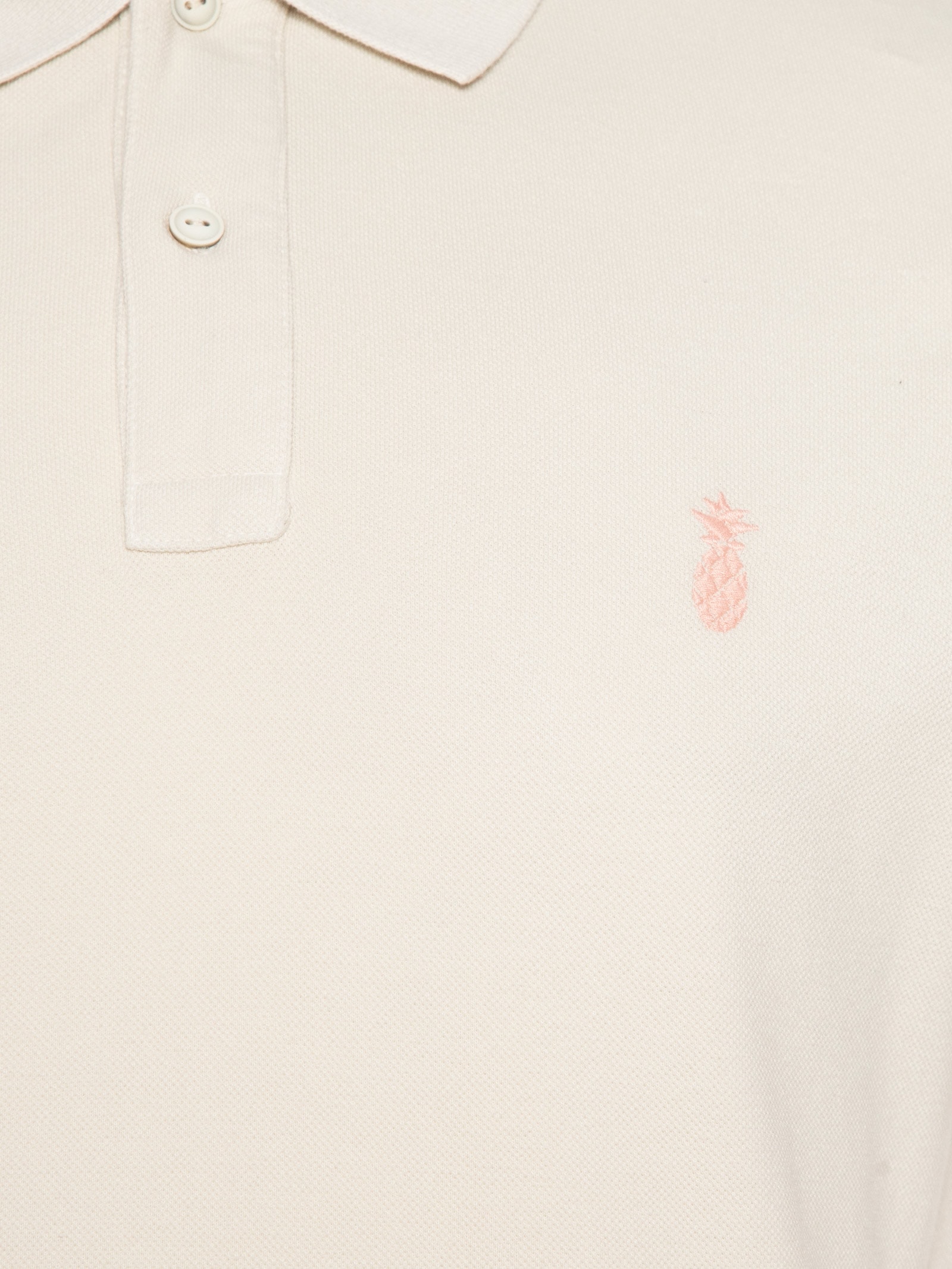 Polo Masculina Básica Summer Em Piquet De Algodão Bege Pineapple