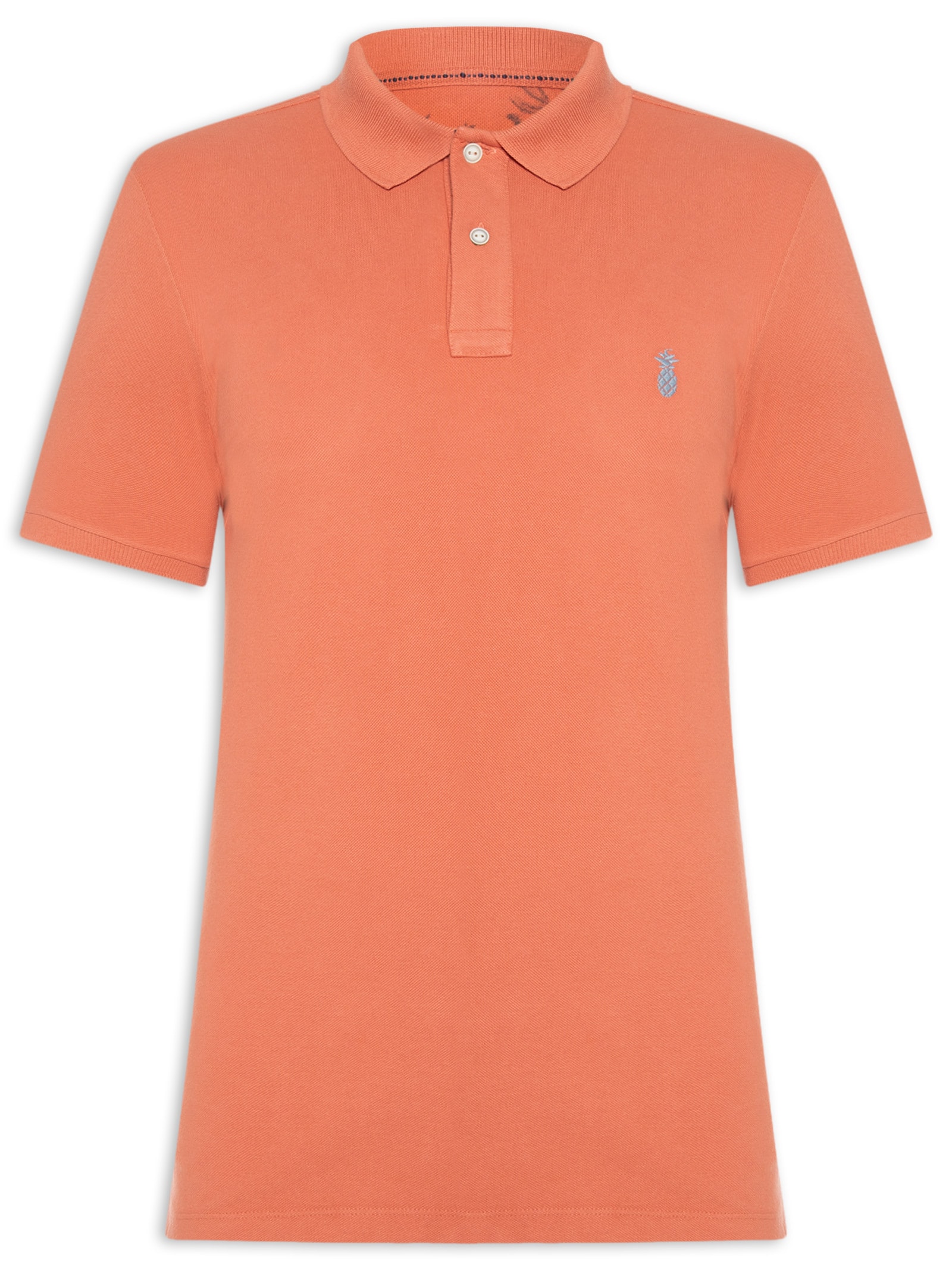 Polo Masculina Básica Summer Em Piquet De Algodão Laranja Pineapple