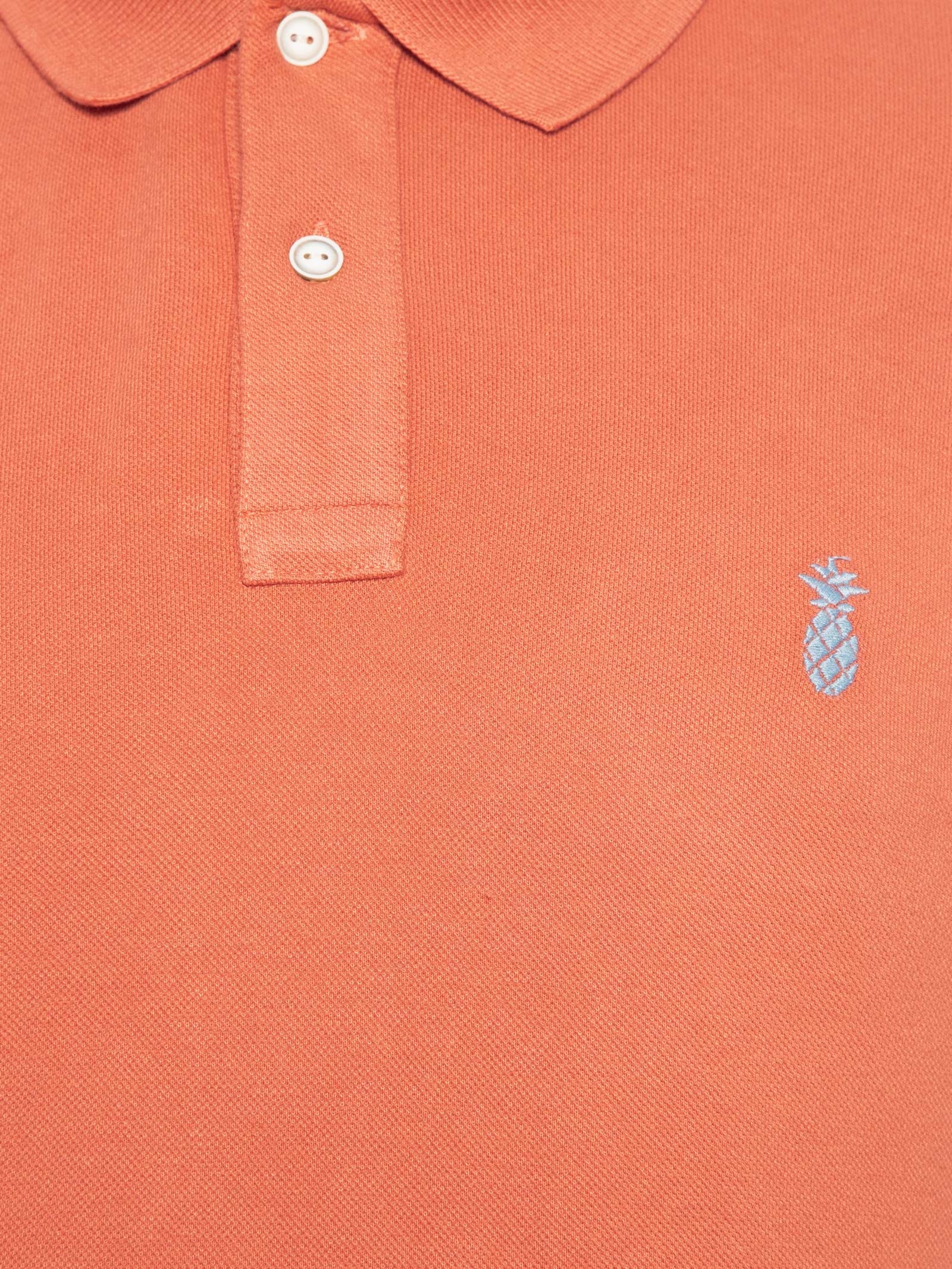 Polo Masculina Básica Summer Em Piquet De Algodão Laranja Pineapple