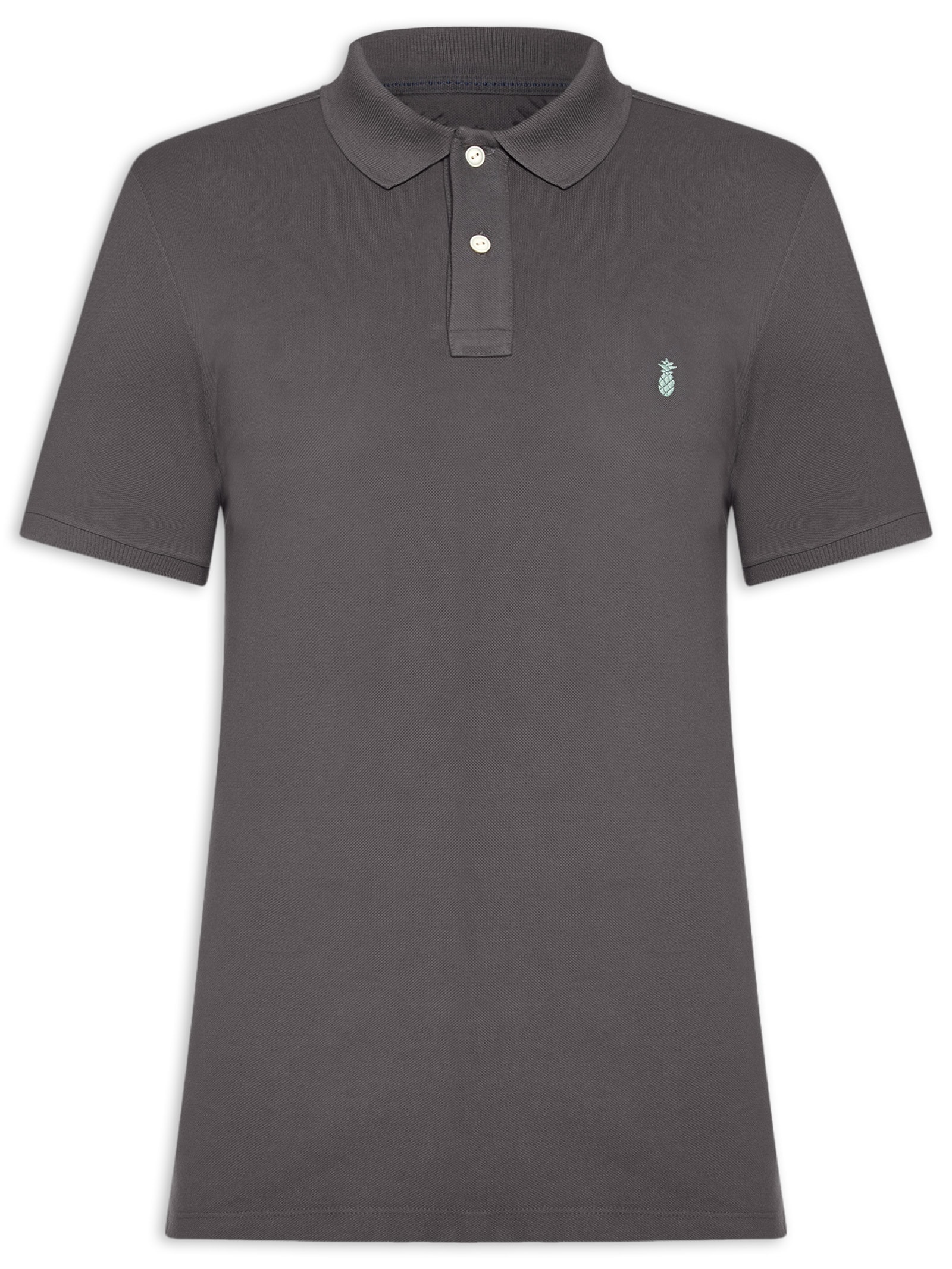 Polo Masculina Básica Summer Em Piquet De Algodão Preto Pineapple