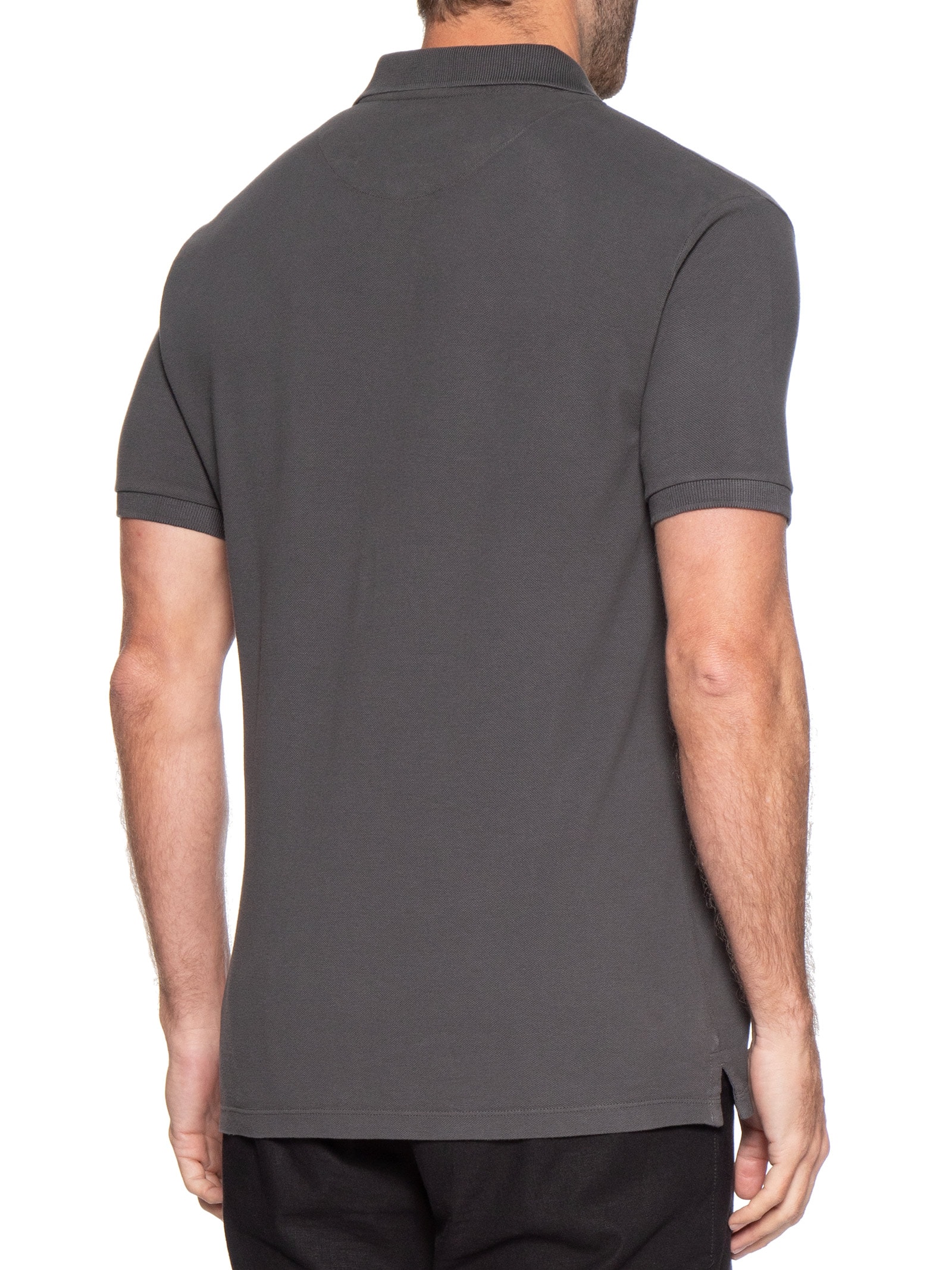 Polo Masculina Básica Summer Em Piquet De Algodão Preto Pineapple