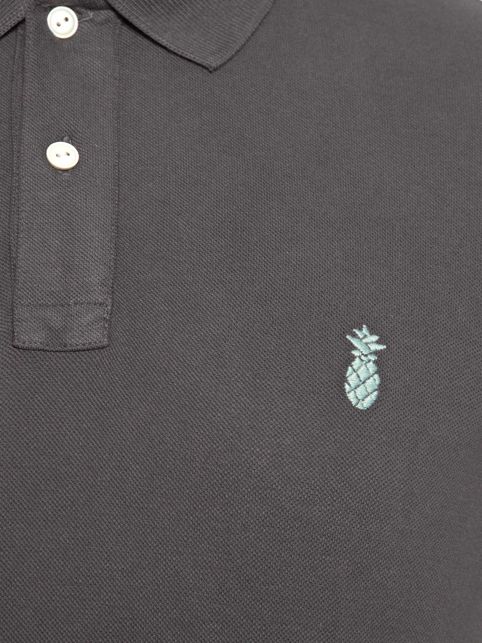 Polo Masculina Básica Summer Em Piquet De Algodão Preto Pineapple