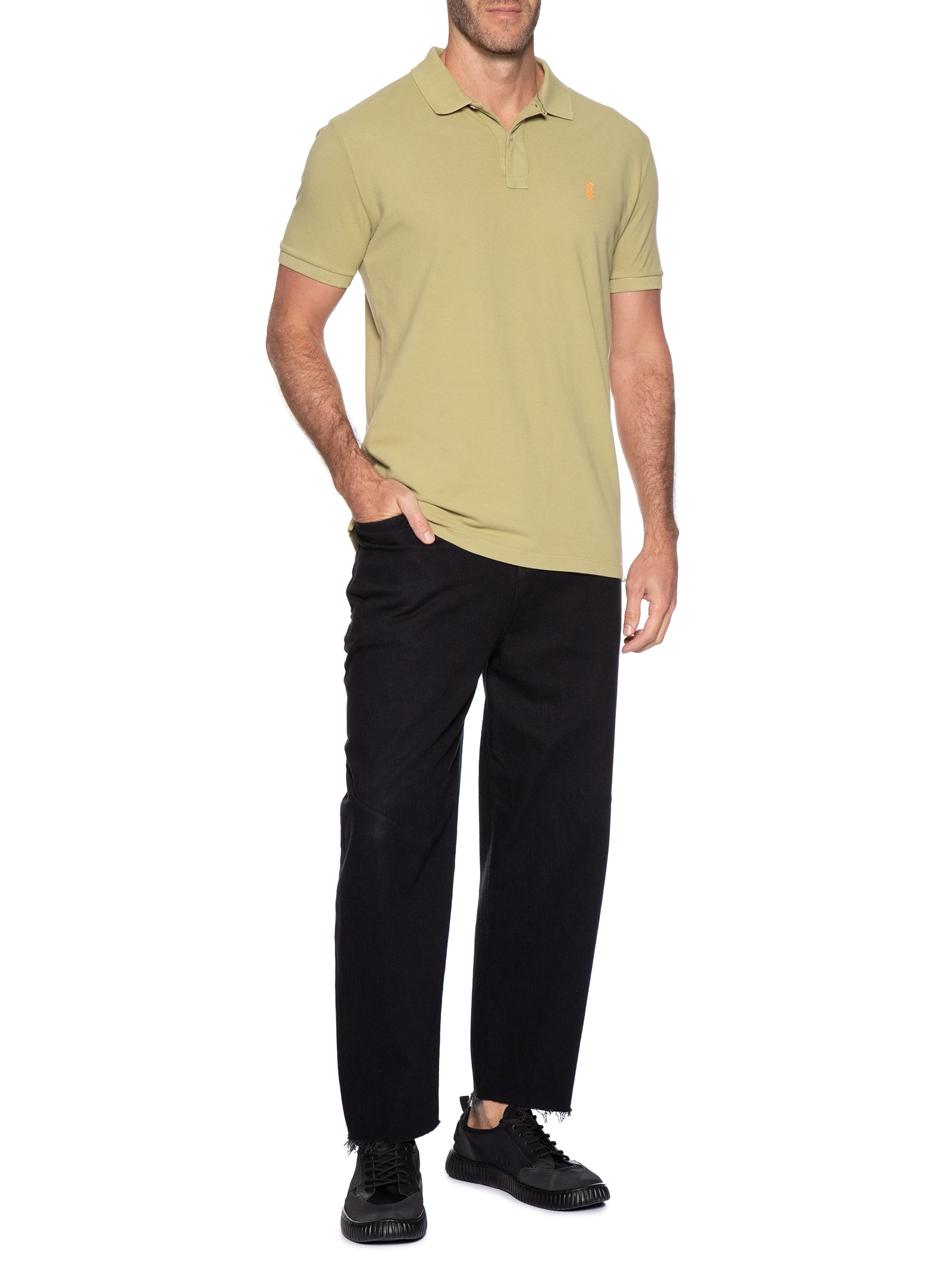 Polo Masculina Básica Summer Em Piquet De Algodão Verde Pineapple