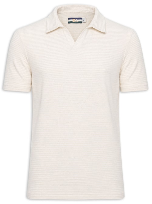 Polo Masculina Bata Listrado Oliveiras - Bege