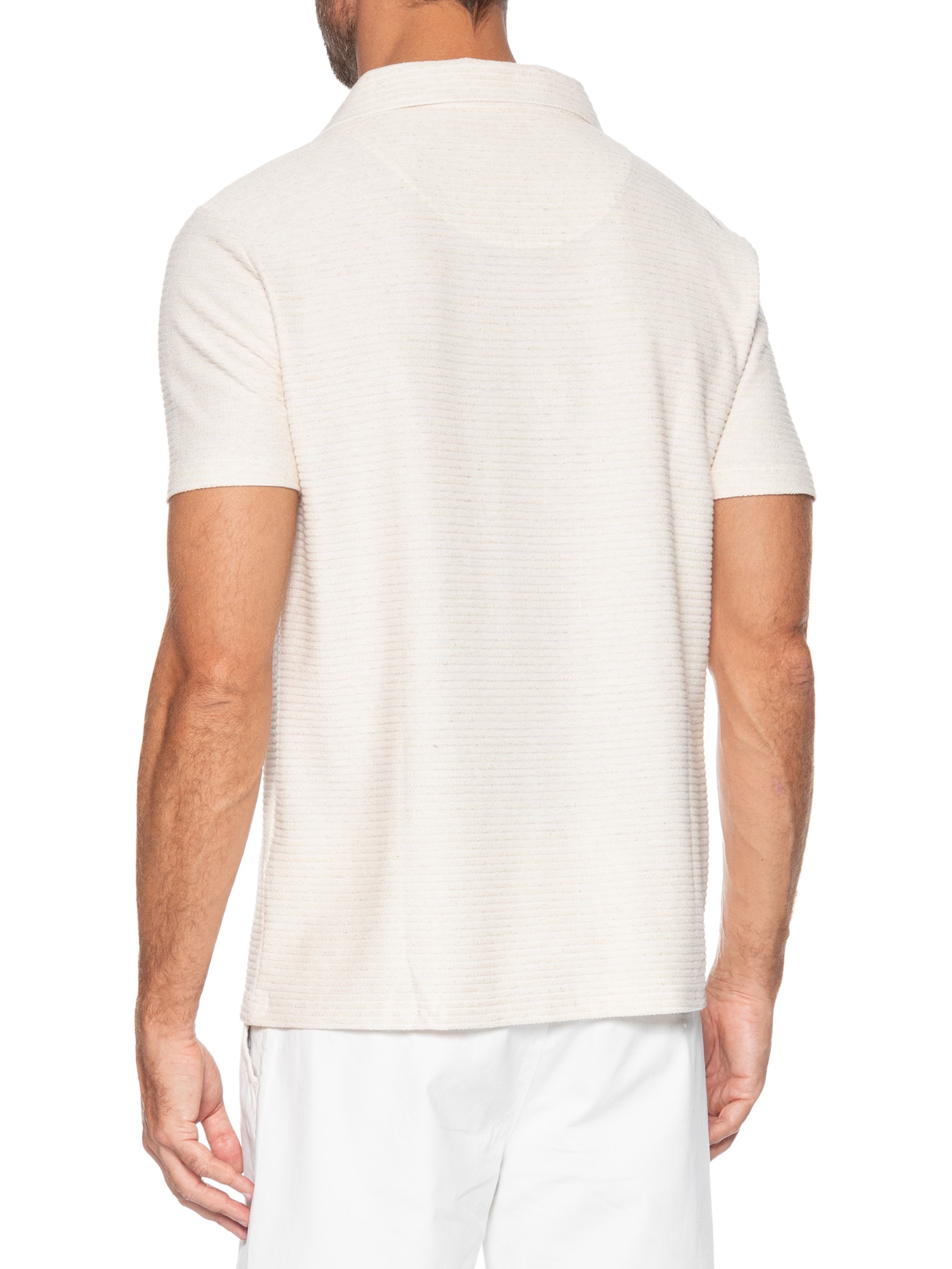 Polo Masculina Bata Listrado Oliveiras Bege Reserva