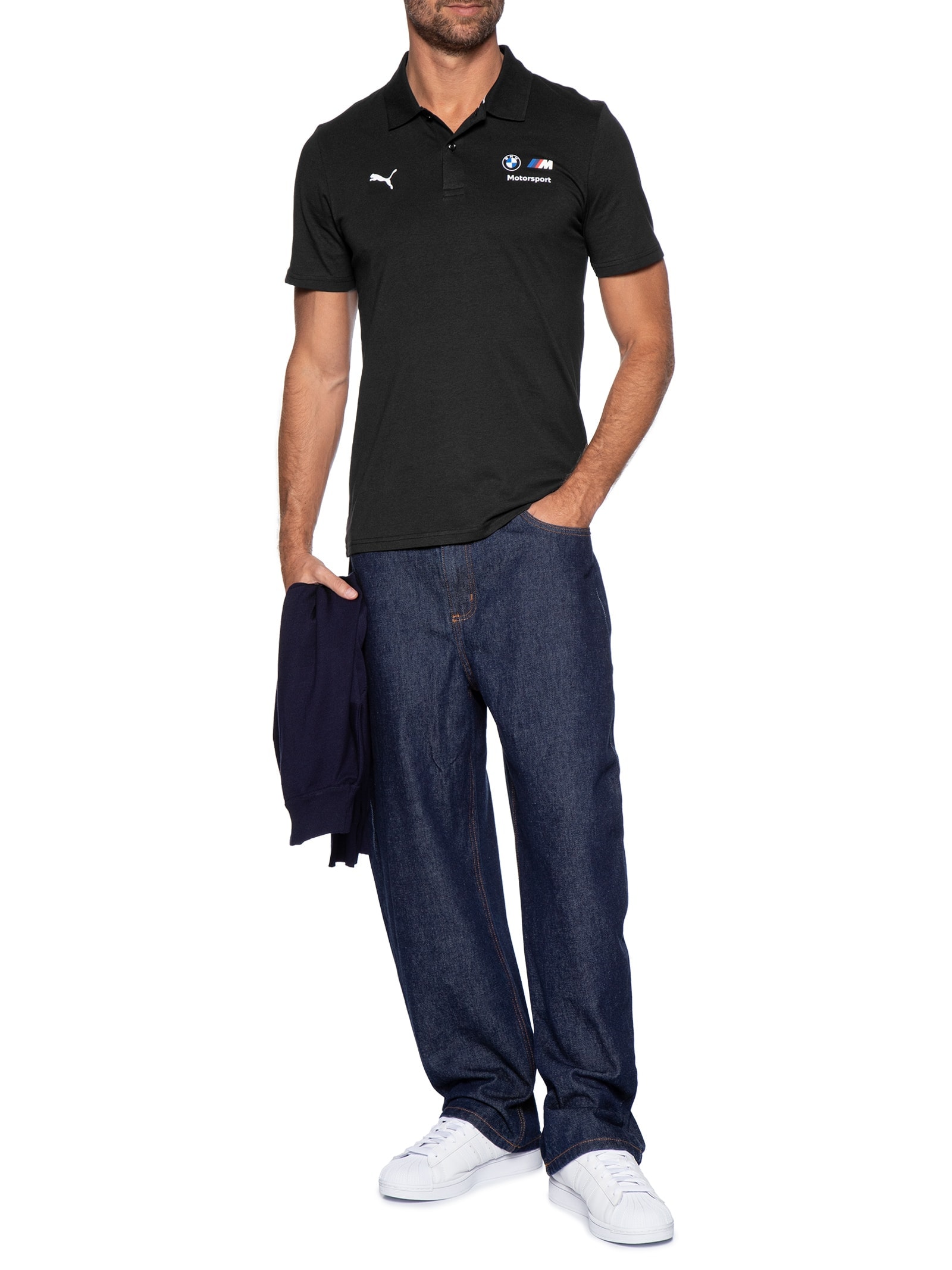 Pólo Masculina  BMW M Motorsport Essentials Preto Puma + Bmw