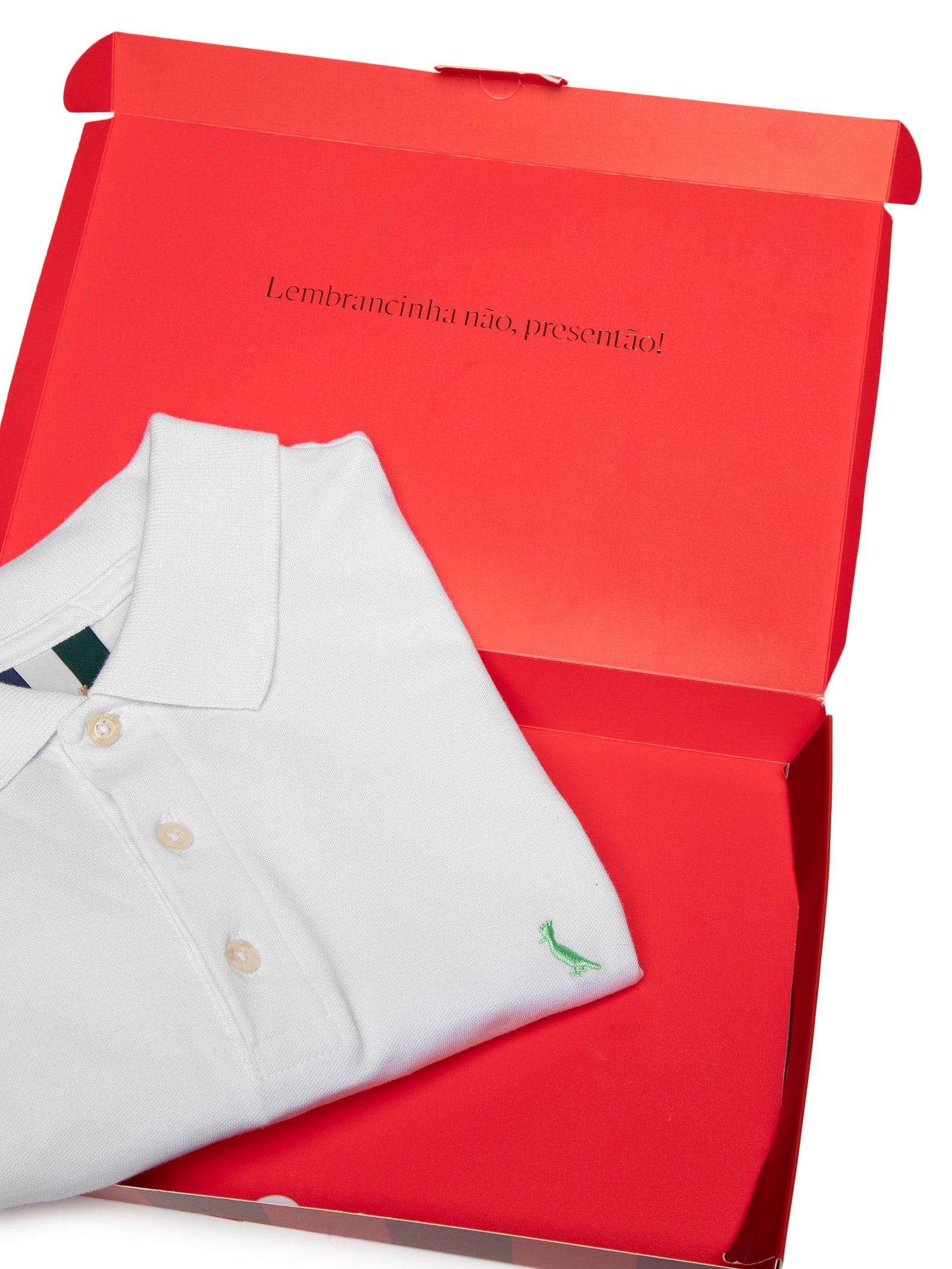 Polo Masculina Bordado Pica-Pau Com Caixa Presenteável – Branco Reserva