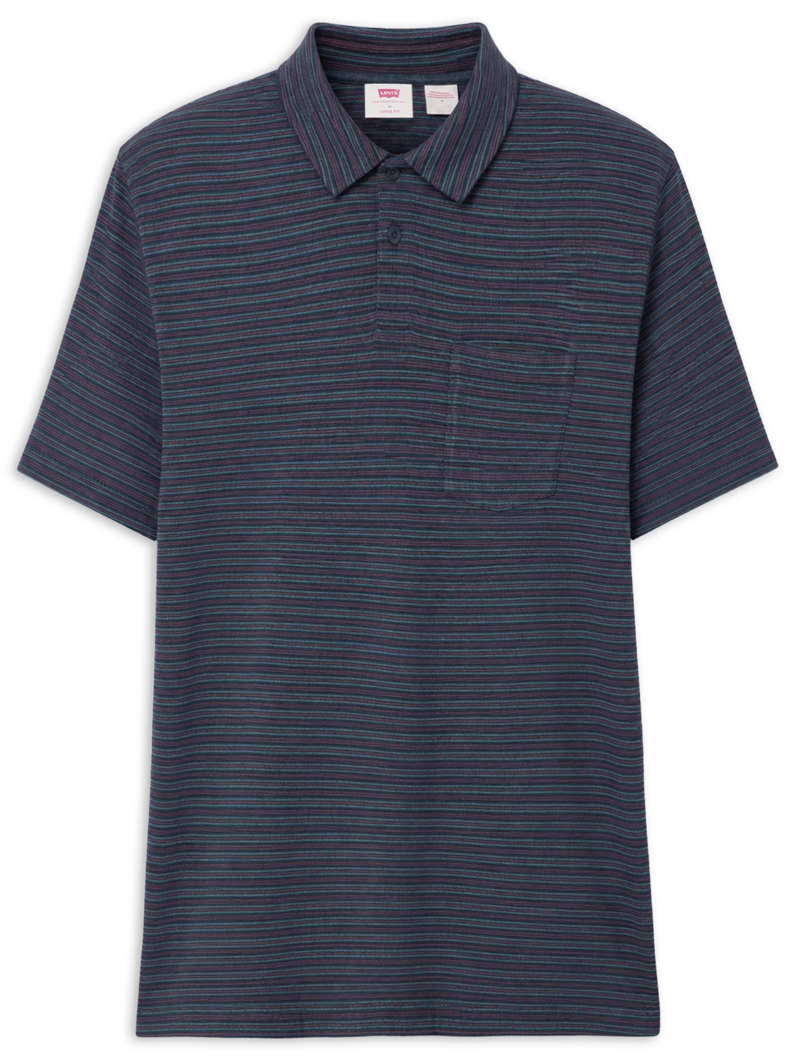 Polo Masculina Boxy Fit Finn Com Bolso Azul Levi's