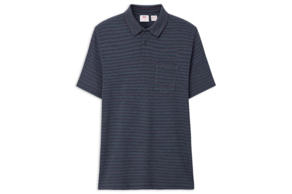 Polo Masculina Boxy Fit Finn Com Bolso - Azul