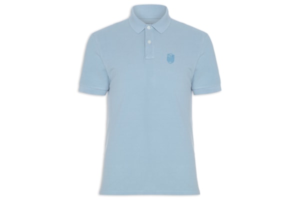 Polo Masculina Brasão Embossed Color Manga Curta - Azul