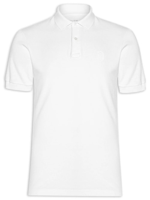 Polo Masculina Brasão Embossed Color Manga Curta – Branco