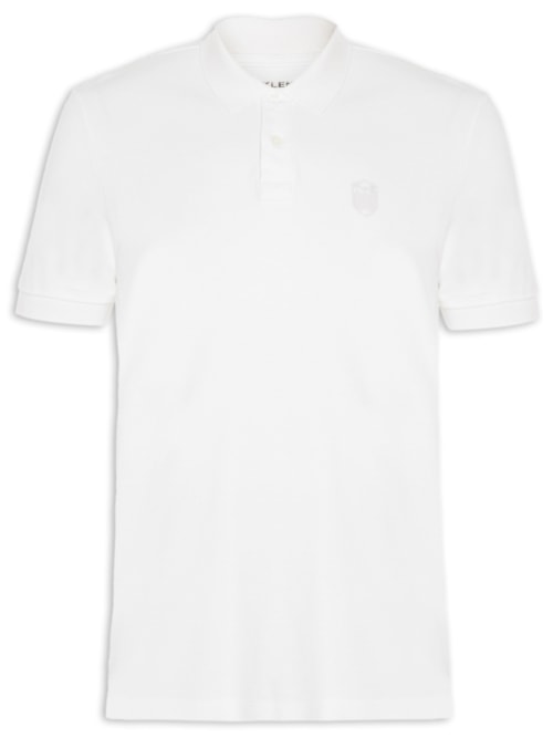 Polo Masculina Brasão Embossed Color Manga Curta - Off White