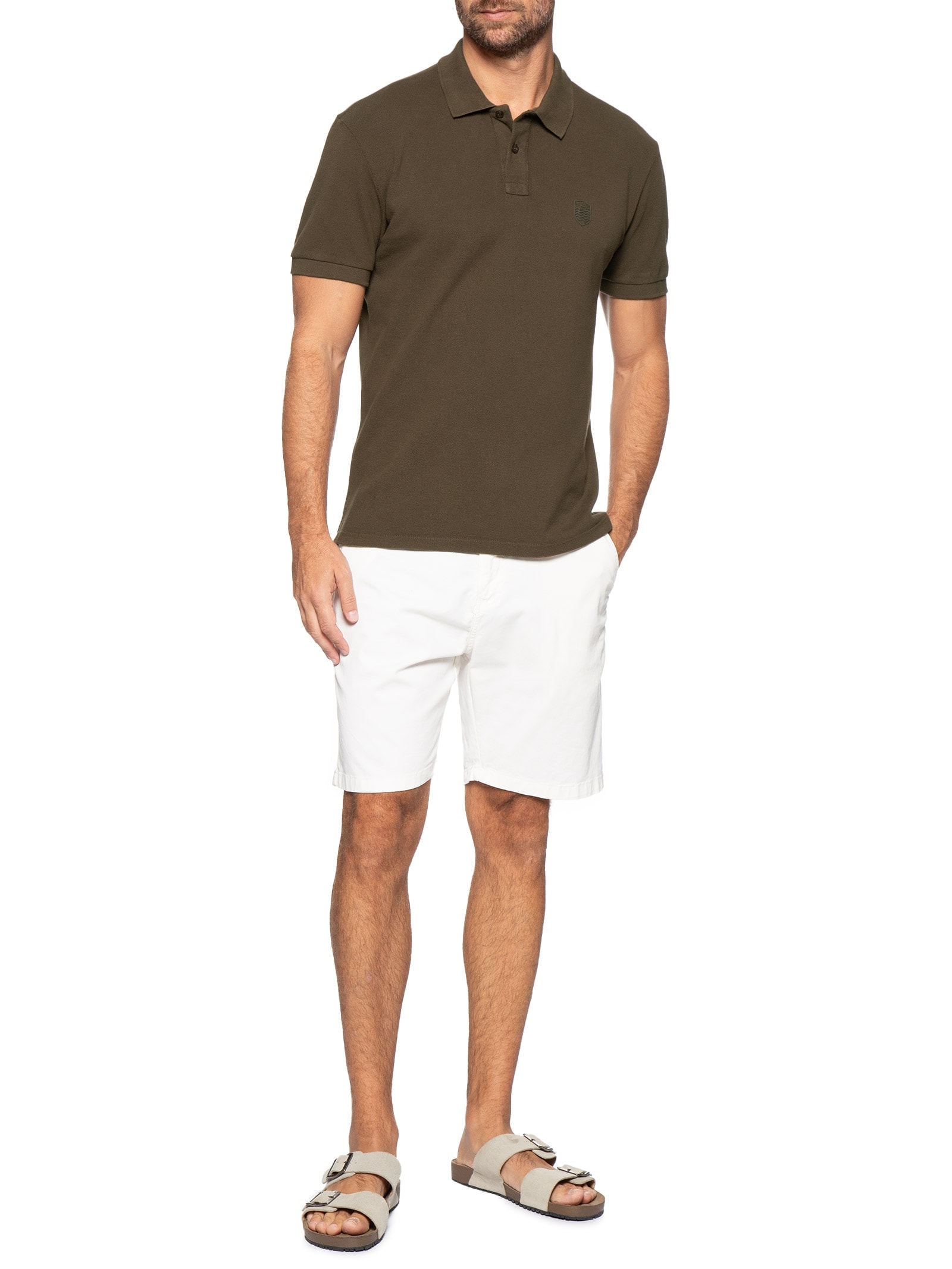 Polo Masculina Brasão Embossed Color Marrom Osklen