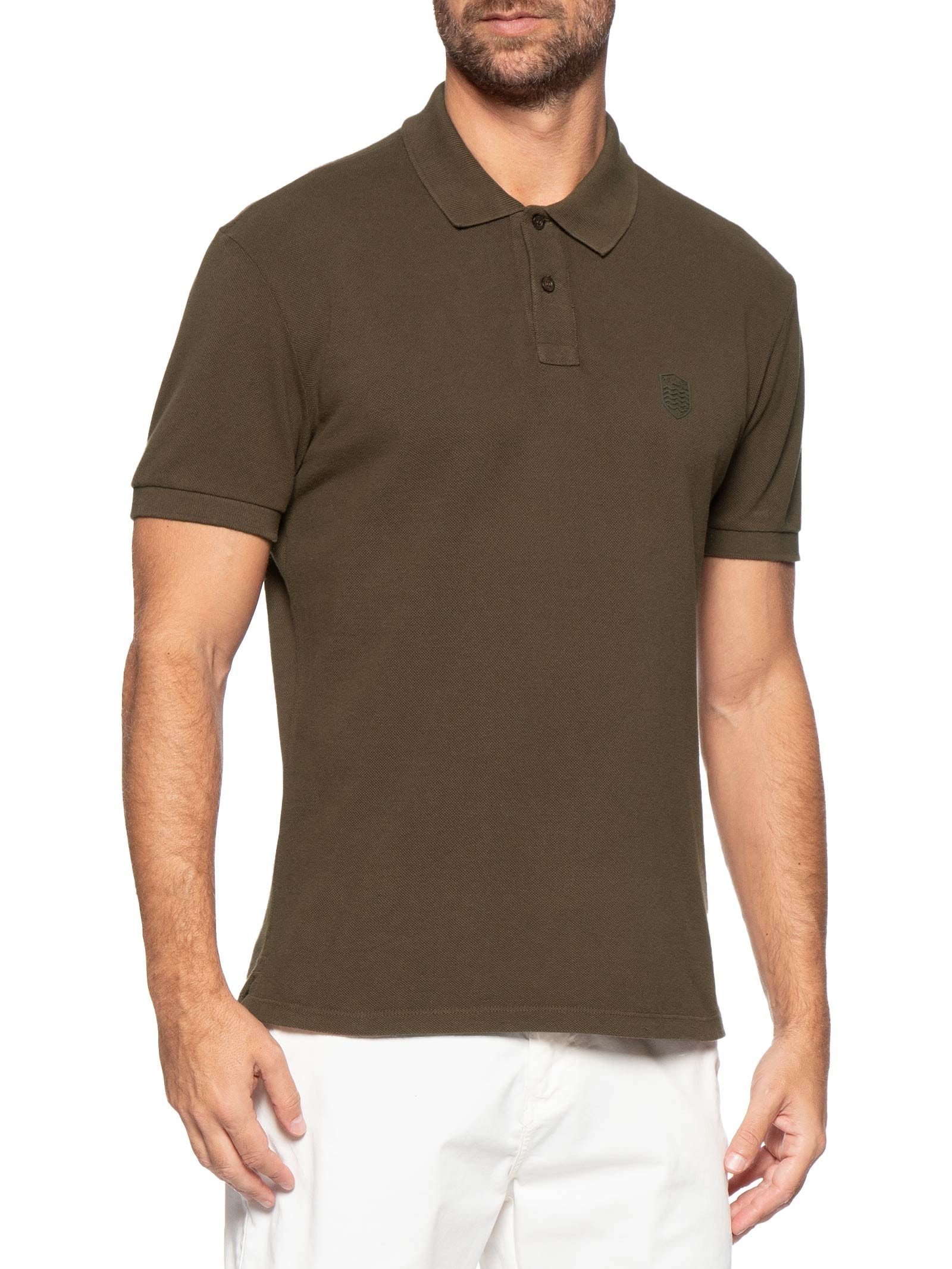 Polo Masculina Brasão Embossed Color Marrom Osklen