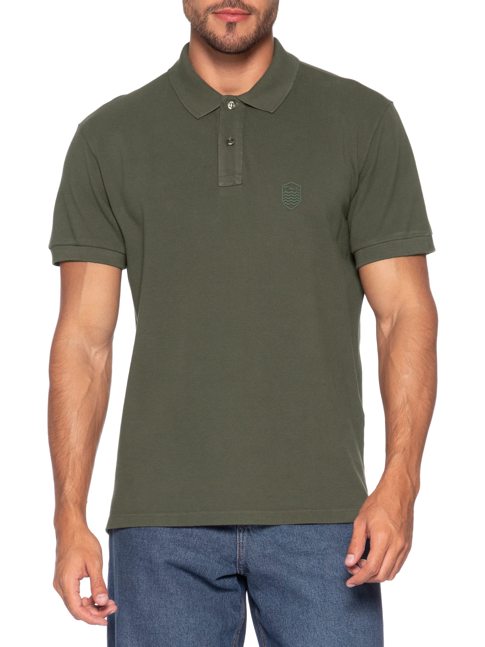 Polo Masculina Brasão Embossed Color Verde Osklen