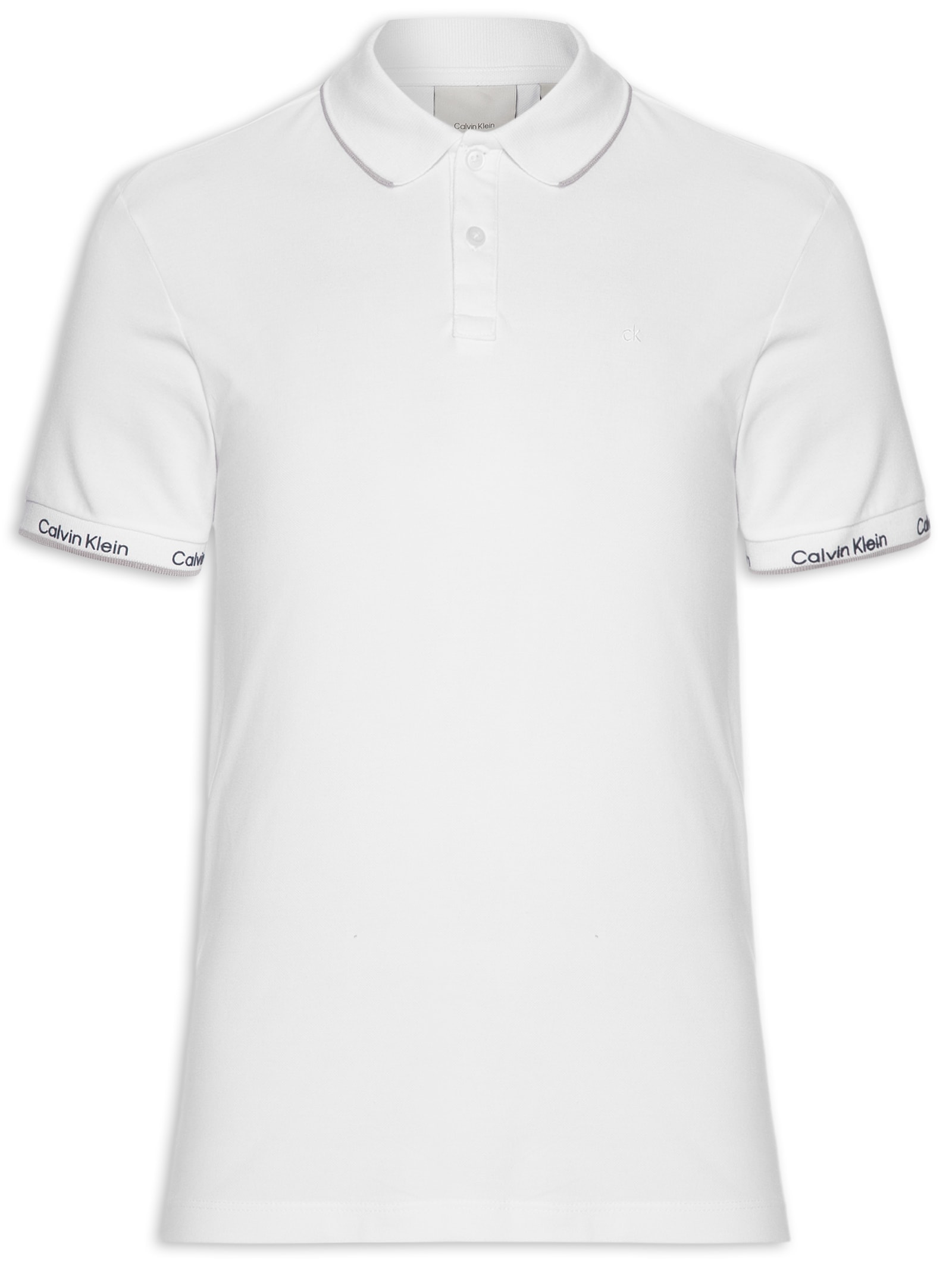 Polo Masculina Ck Logo Punho Branco Calvin Klein - White Label