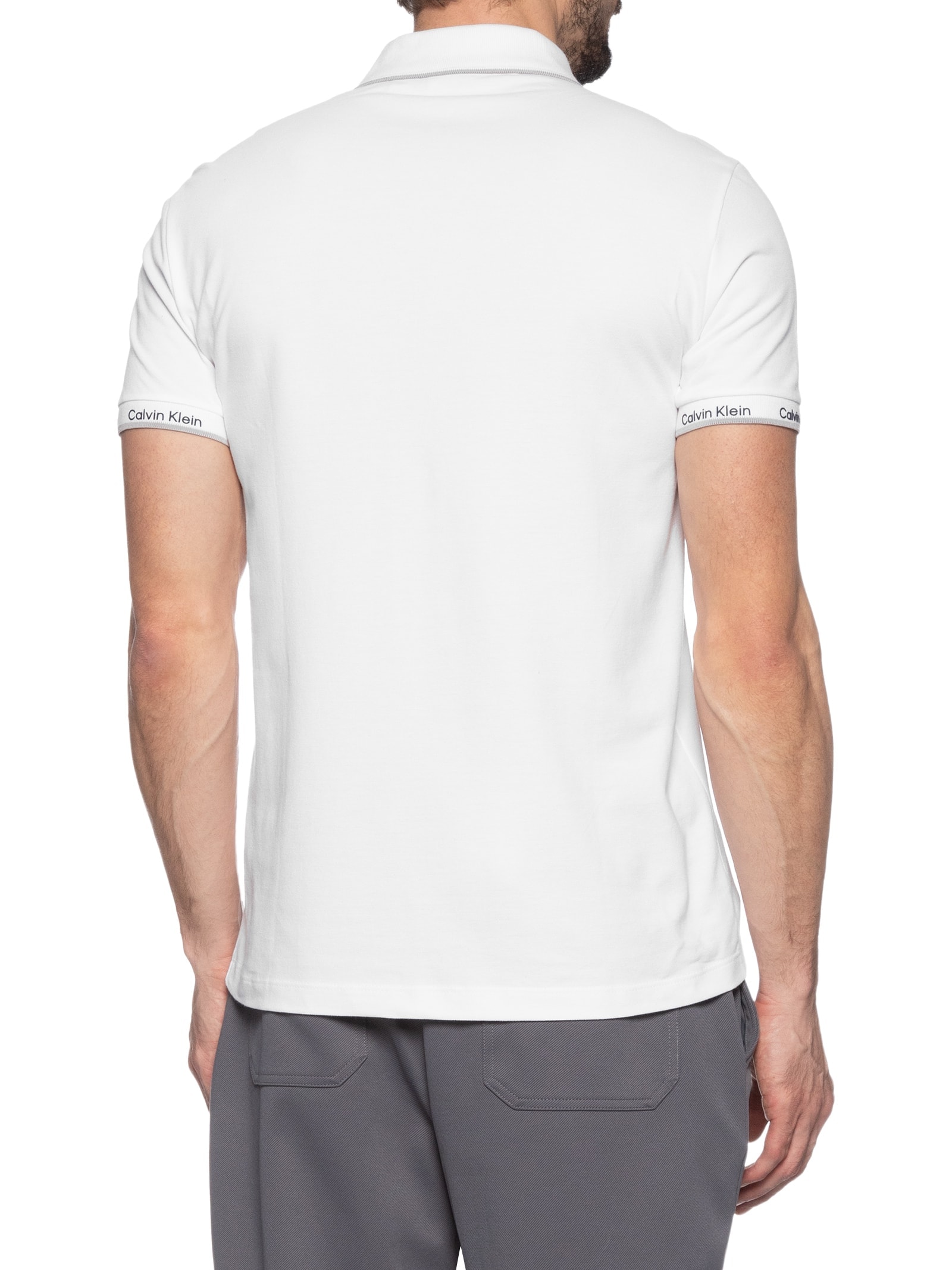 Polo Masculina Ck Logo Punho Branco Calvin Klein - White Label