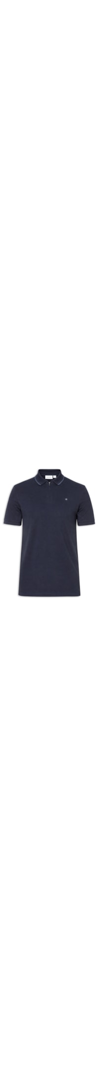 Polo Masculina CK Slim Fit Com Zíper - Azul