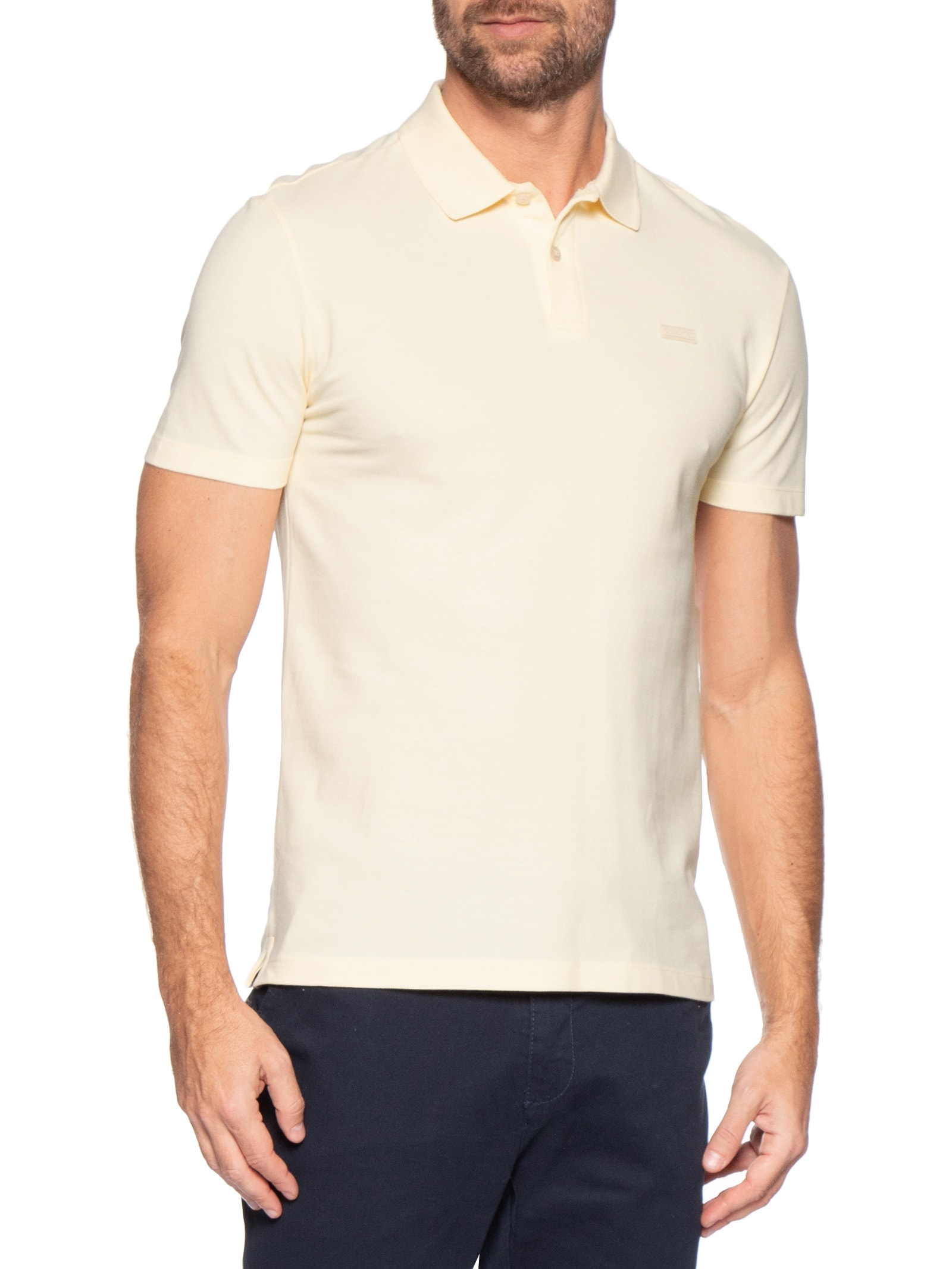 Polo Masculina CK Slim Fit Patch Borracha Amarelo Calvin Klein